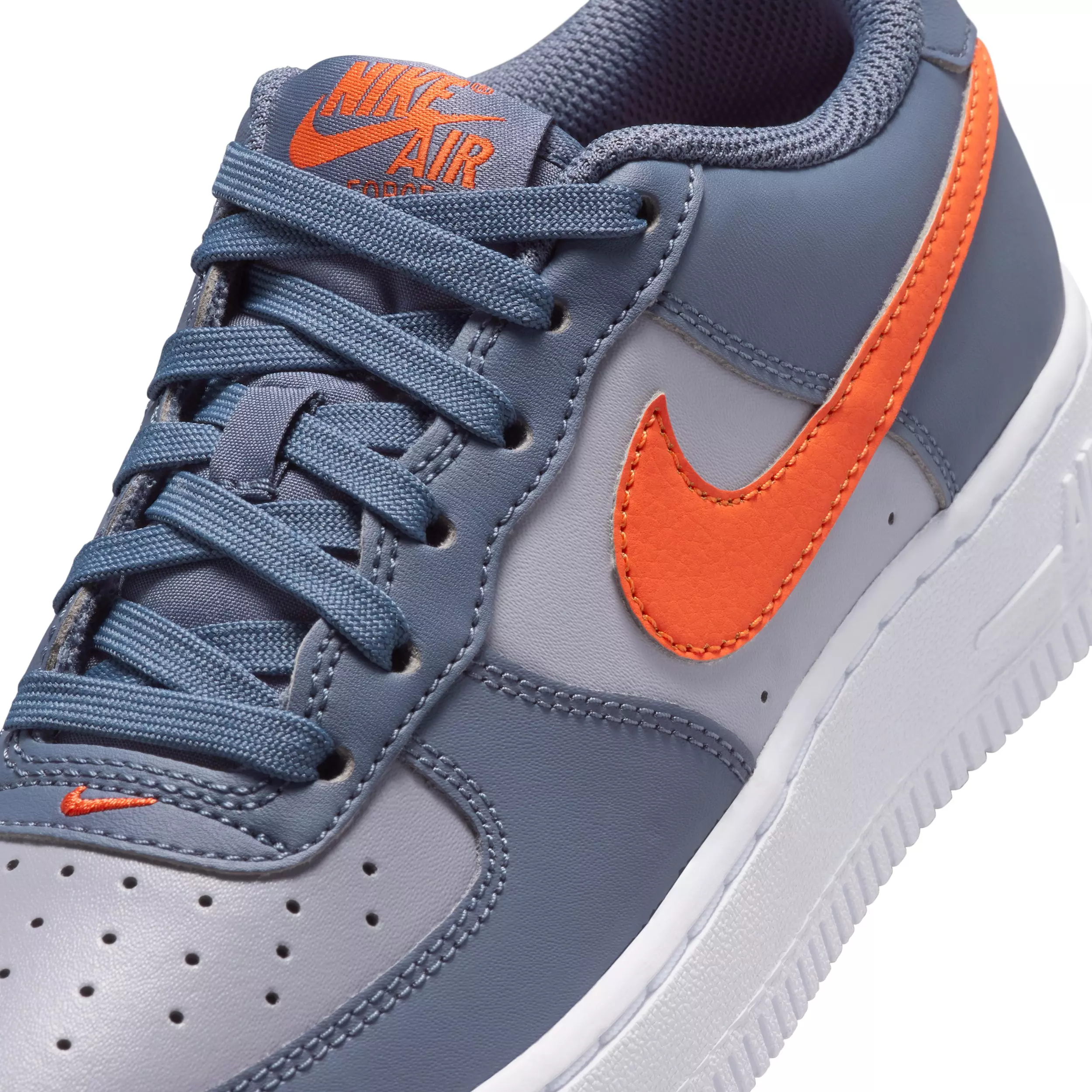 Nike Air Force 1 "Cement Grey/Light Carbon/White/Team Orange" Grade School Boys' Shoe - GREY/CARBON/WHITE/ORANGE