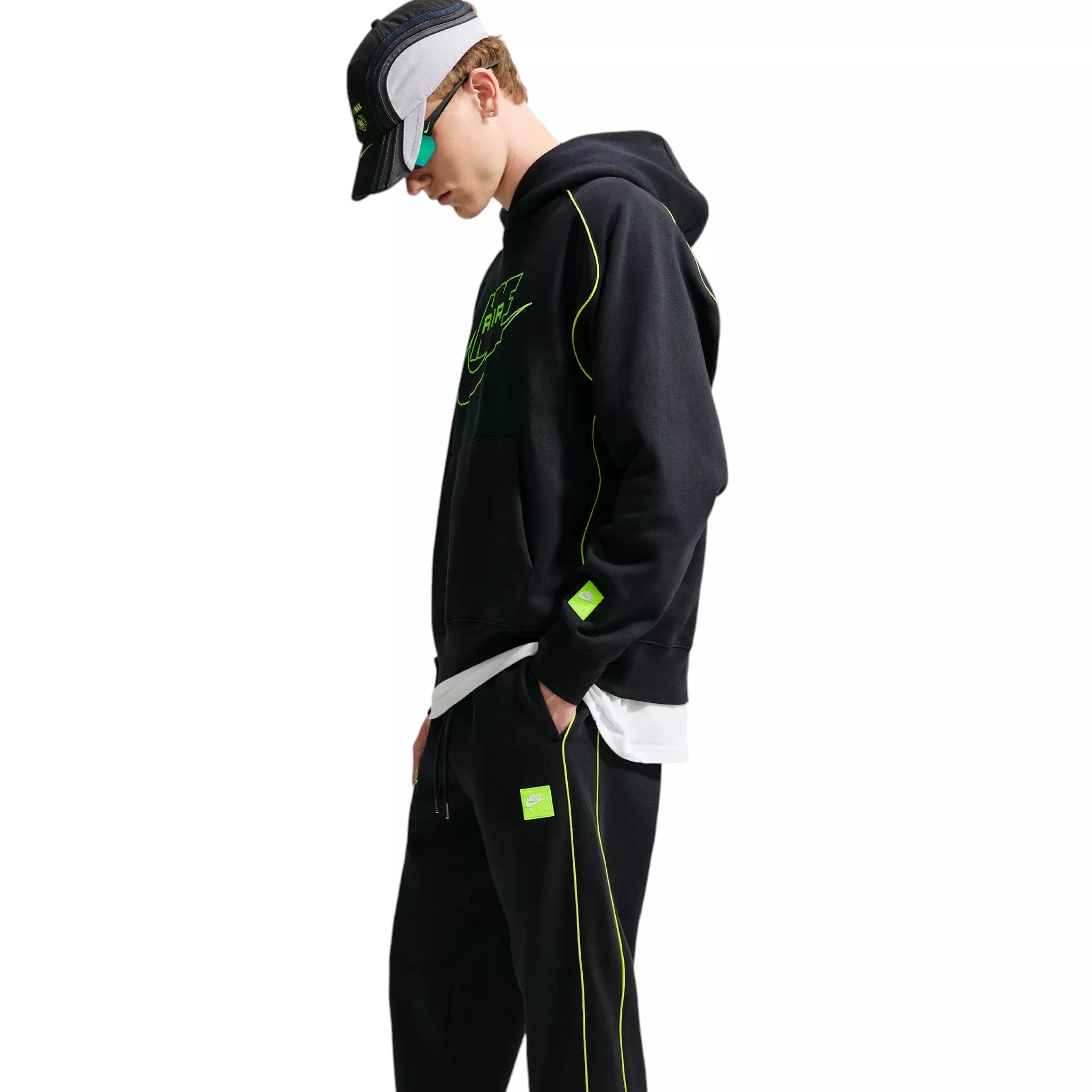 Nike Men's Air Fleece Joggers - Black/Volt - BLACK/VOLT