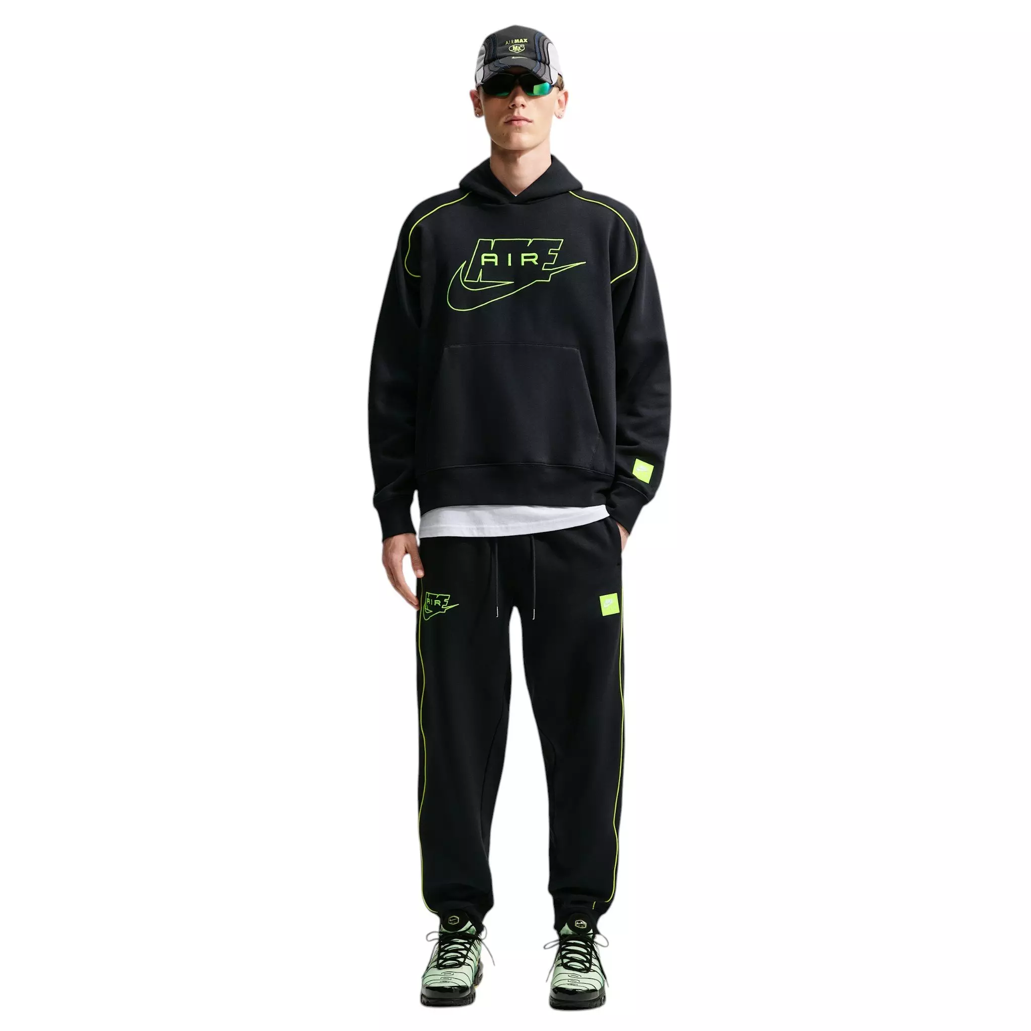 Nike Men's Air Fleece Joggers - Black/Volt - BLACK/VOLT