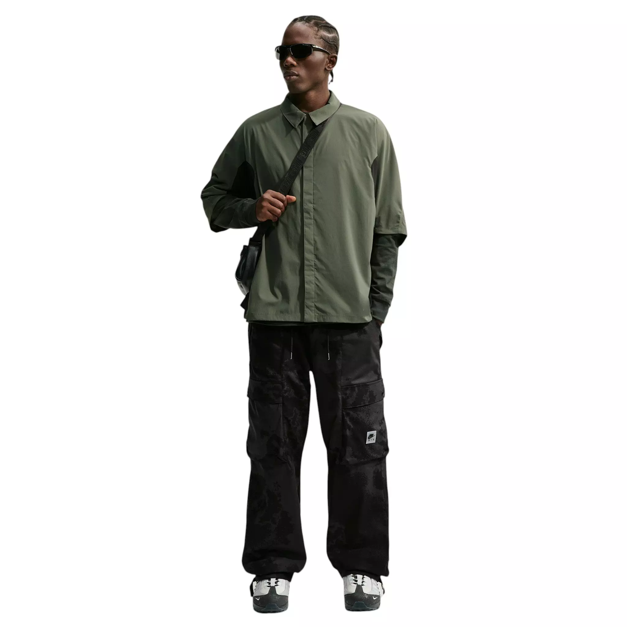 Nike Men's Air Woven All-Over Print Cargo Pants - BLACK