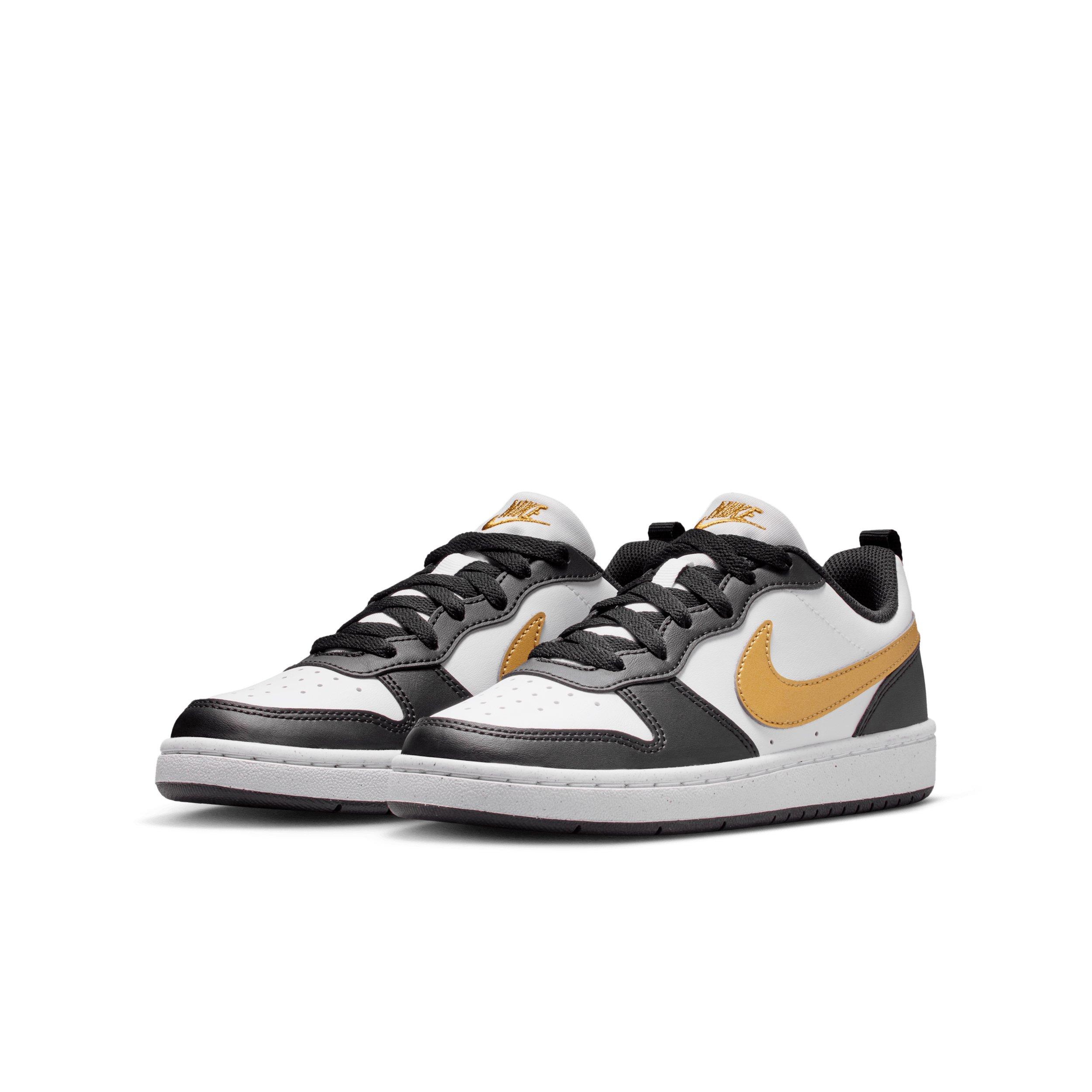 Nike Court Borough Low Recraft Grade School Girls' "Black/Black/White/Metallic Gold" Shoe