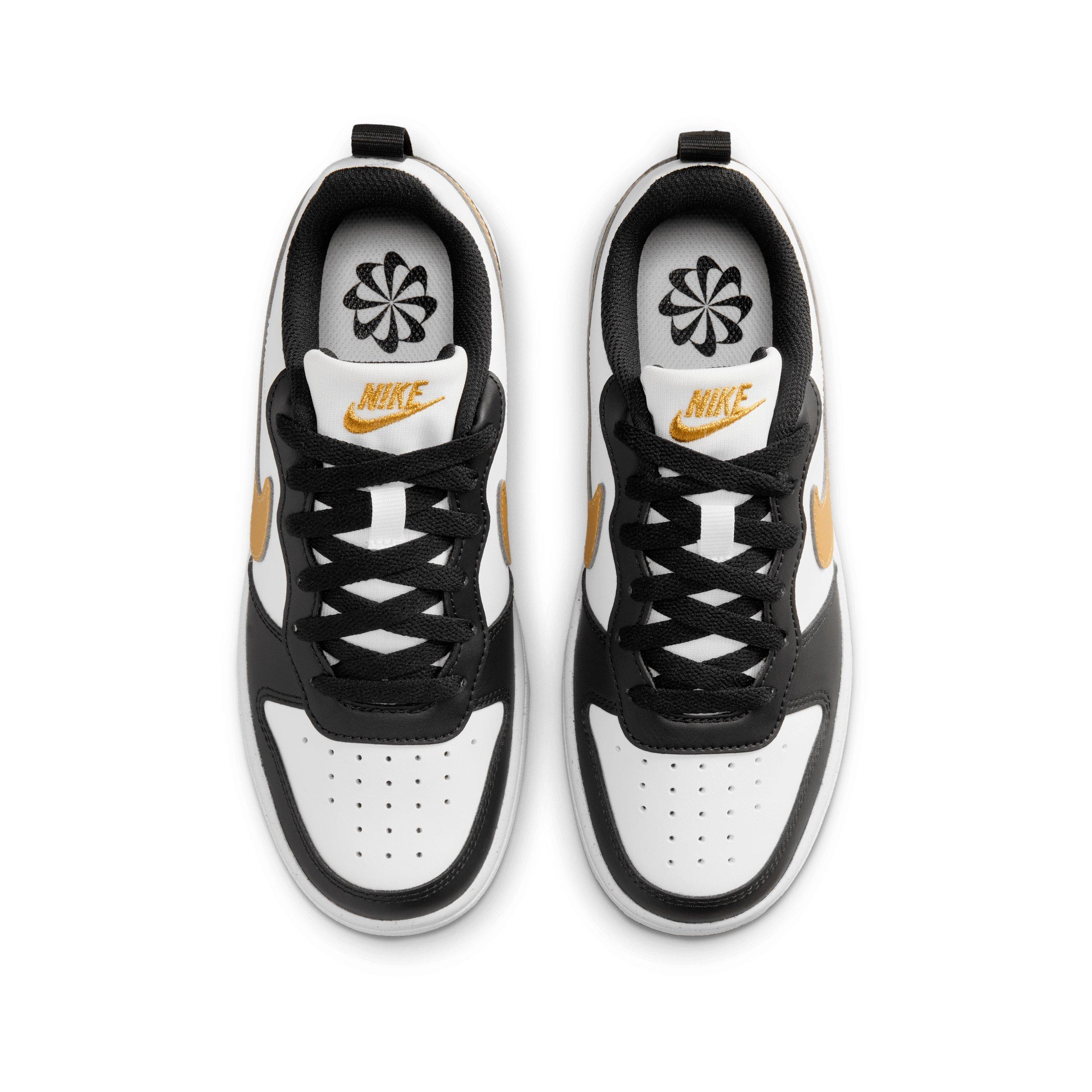 Nike Court Borough Low Recraft Grade School Girls' "Black/Black/White/Metallic Gold" Shoe