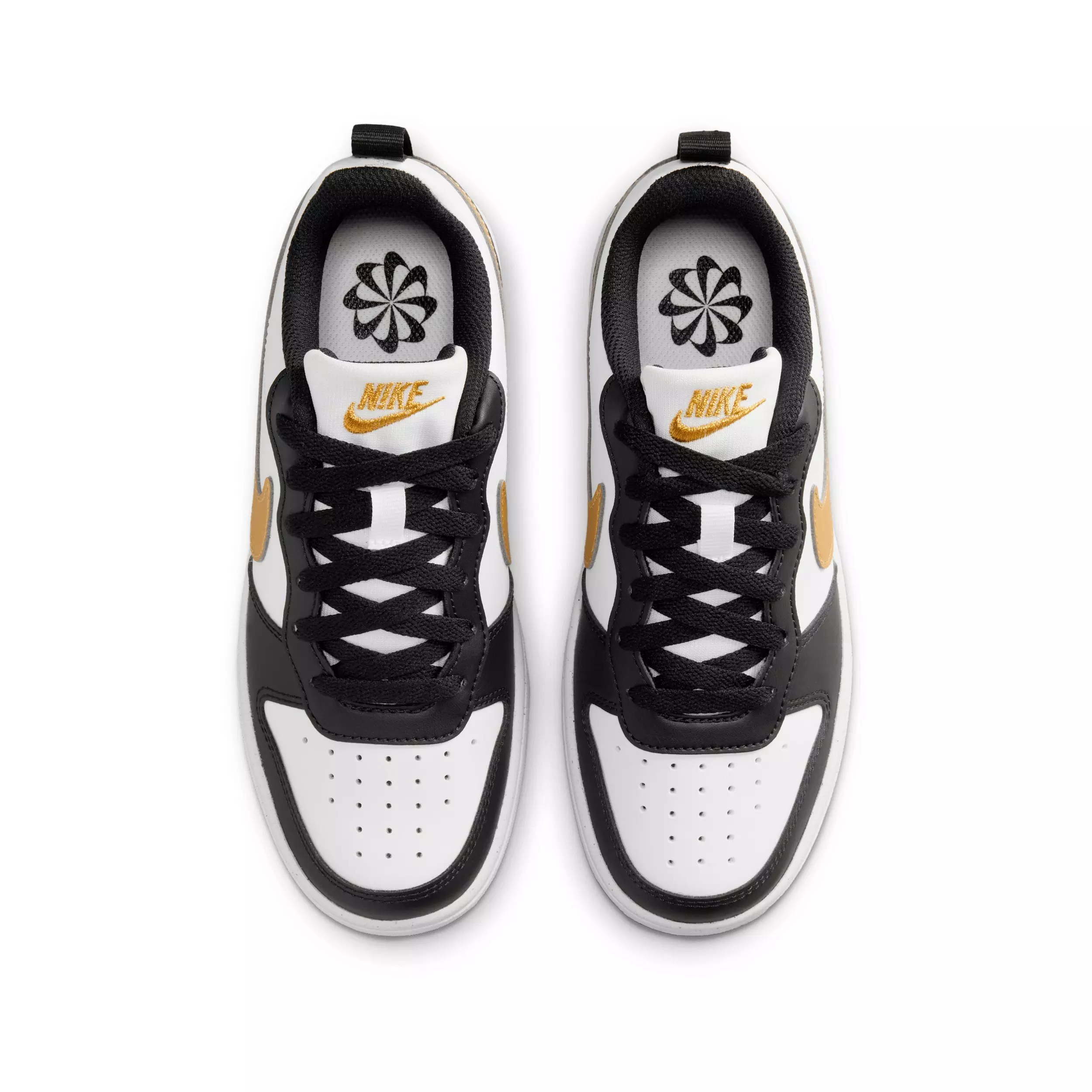 Nike Court Borough Low Recraft "Black/Black/White/Metallic Gold" Grade School Girls' Shoe - BLACK/BLACK/WHITE/GOLD