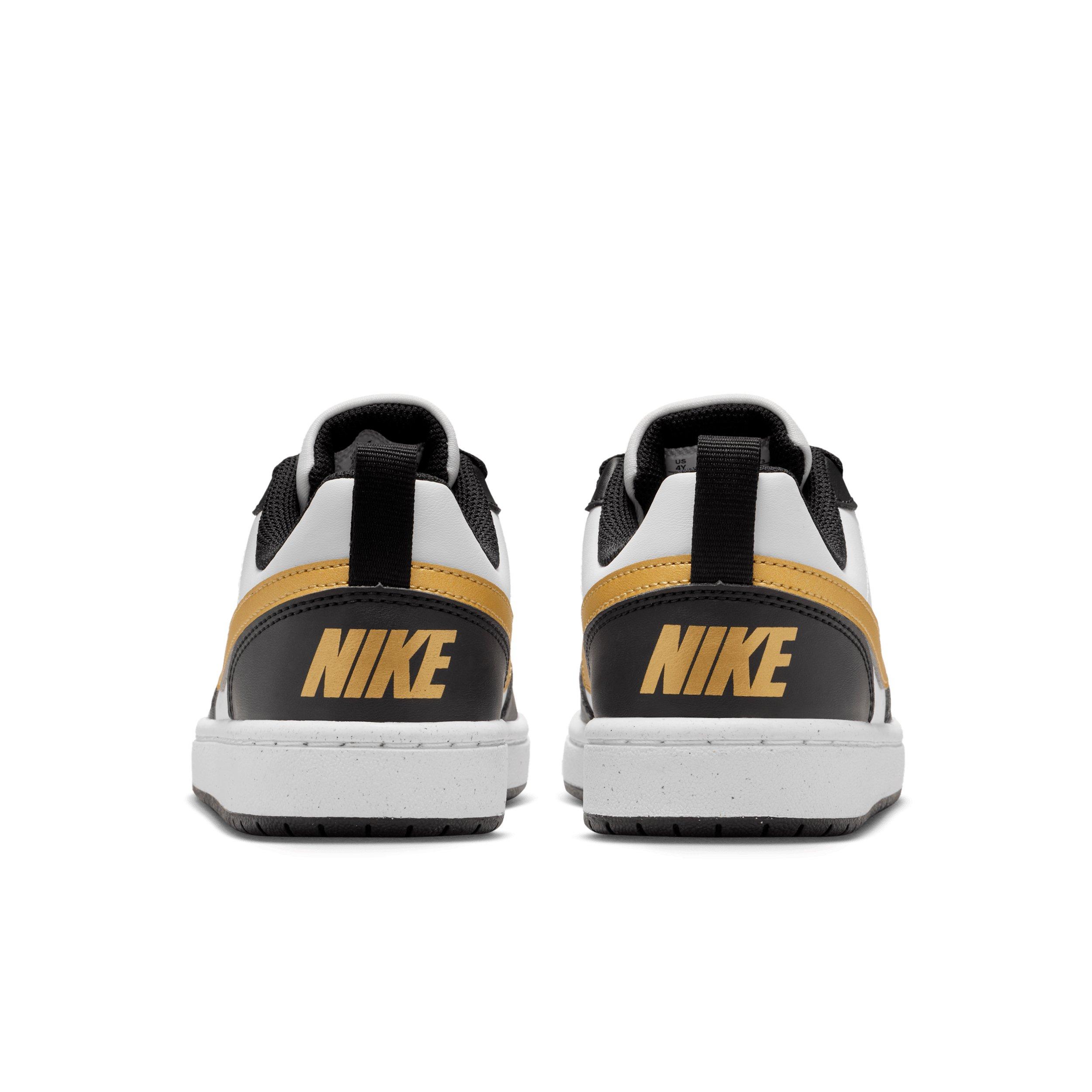 Nike Court Borough Low Recraft Grade School Girls' "Black/Black/White/Metallic Gold" Shoe
