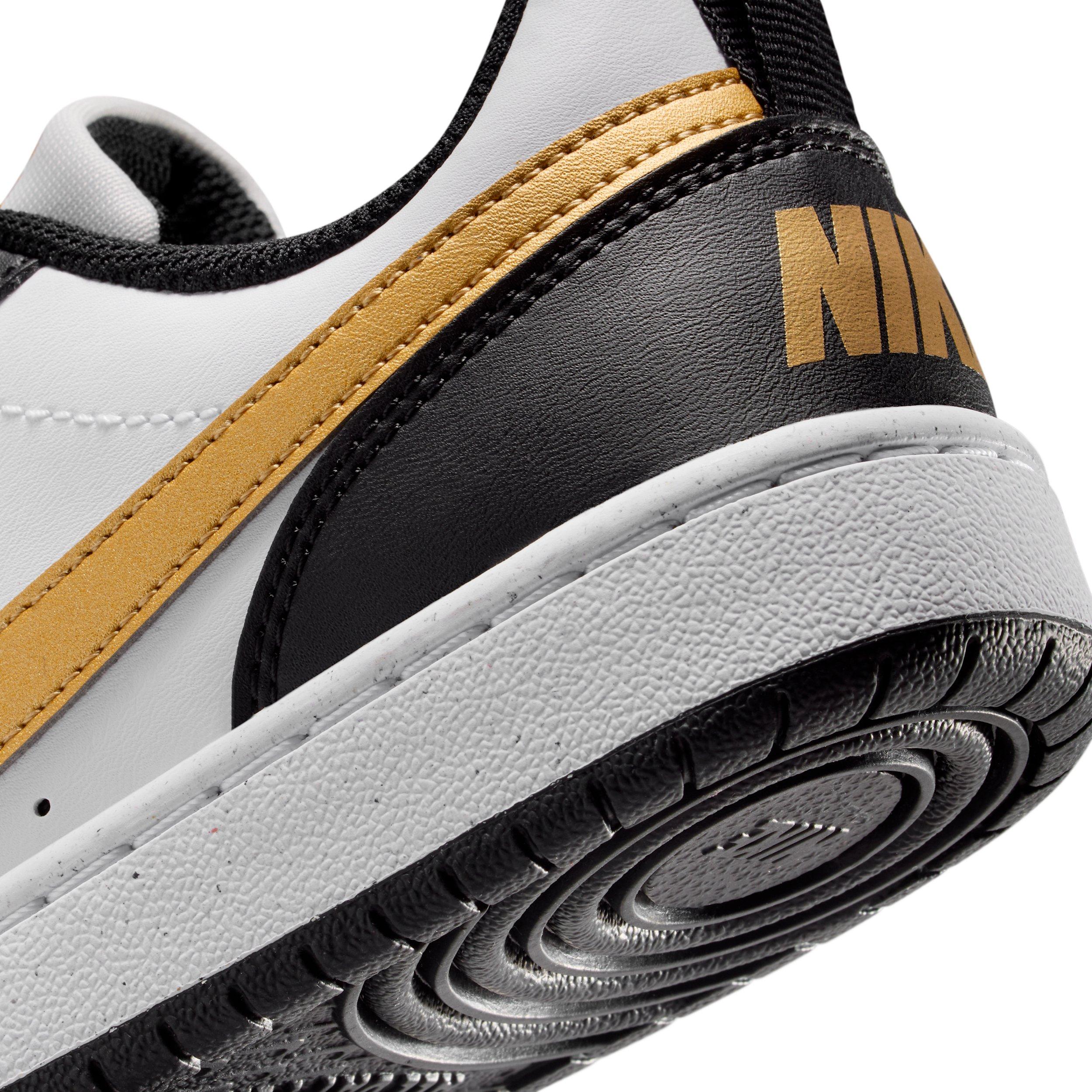 Nike Court Borough Low Recraft Grade School Girls' "Black/Black/White/Metallic Gold" Shoe