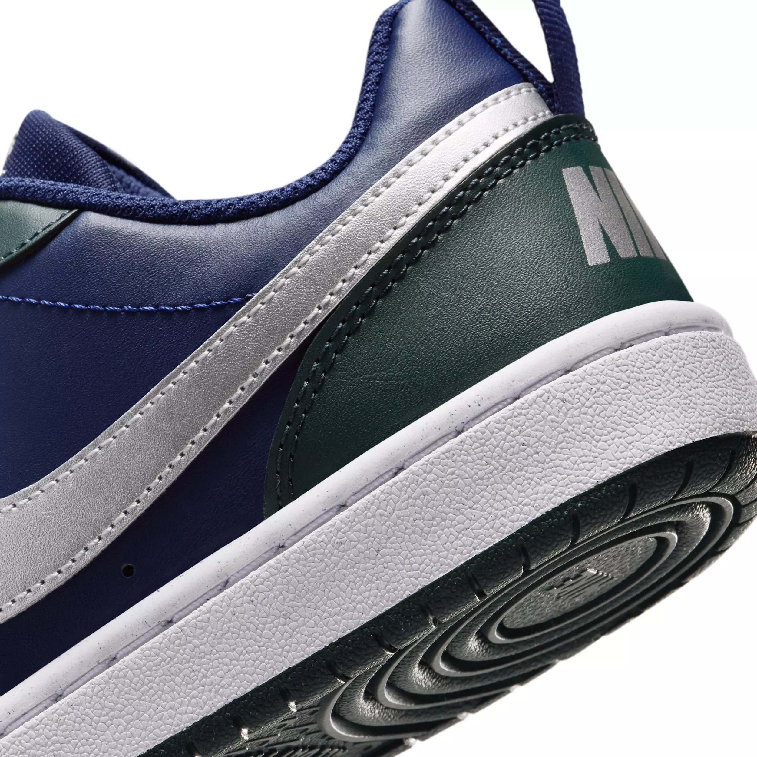 Nike Court Borough Low Recraft "Midnight Navy/Seaweed/White/Metallic Silver" Grade School Boys' Shoe - NAVY/SEAWEED/WHITE/SILVER