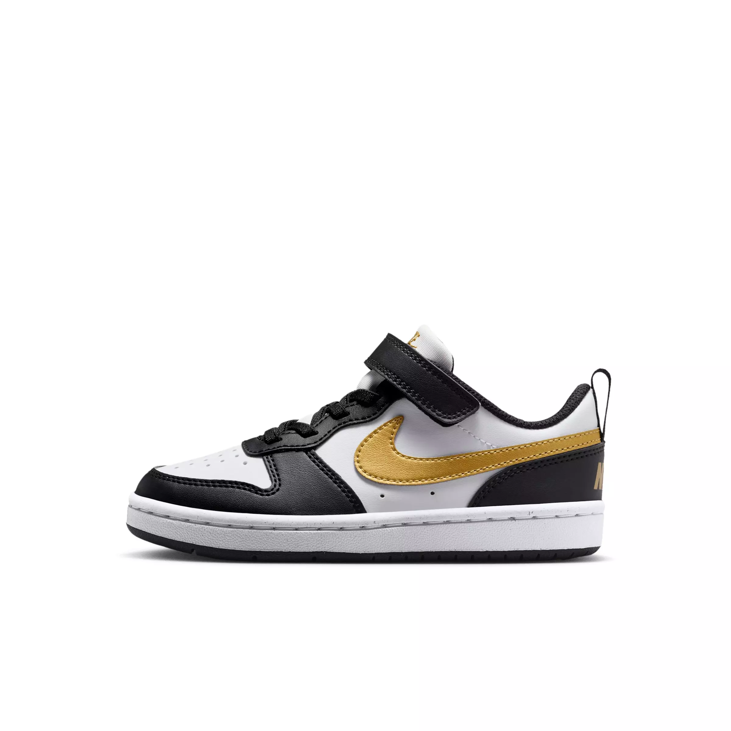 Nike Court Borough Low Recraft "Black/Black/White/Metallic Gold" Preschool Girls' Shoe - BLACK/BLACK/WHITE/GOLD