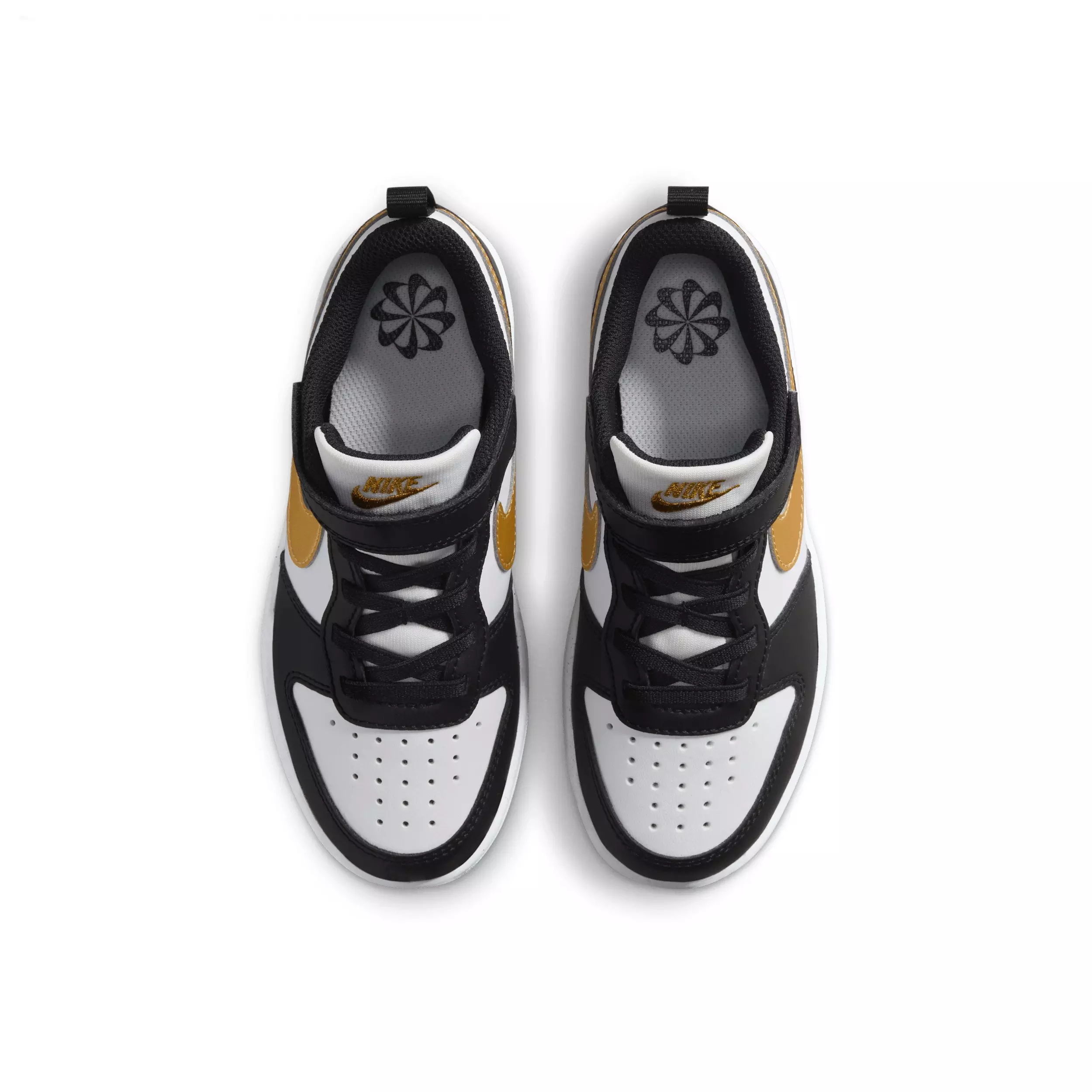 Nike Court Borough Low Recraft "Black/Black/White/Metallic Gold" Preschool Girls' Shoe - BLACK/BLACK/WHITE/GOLD