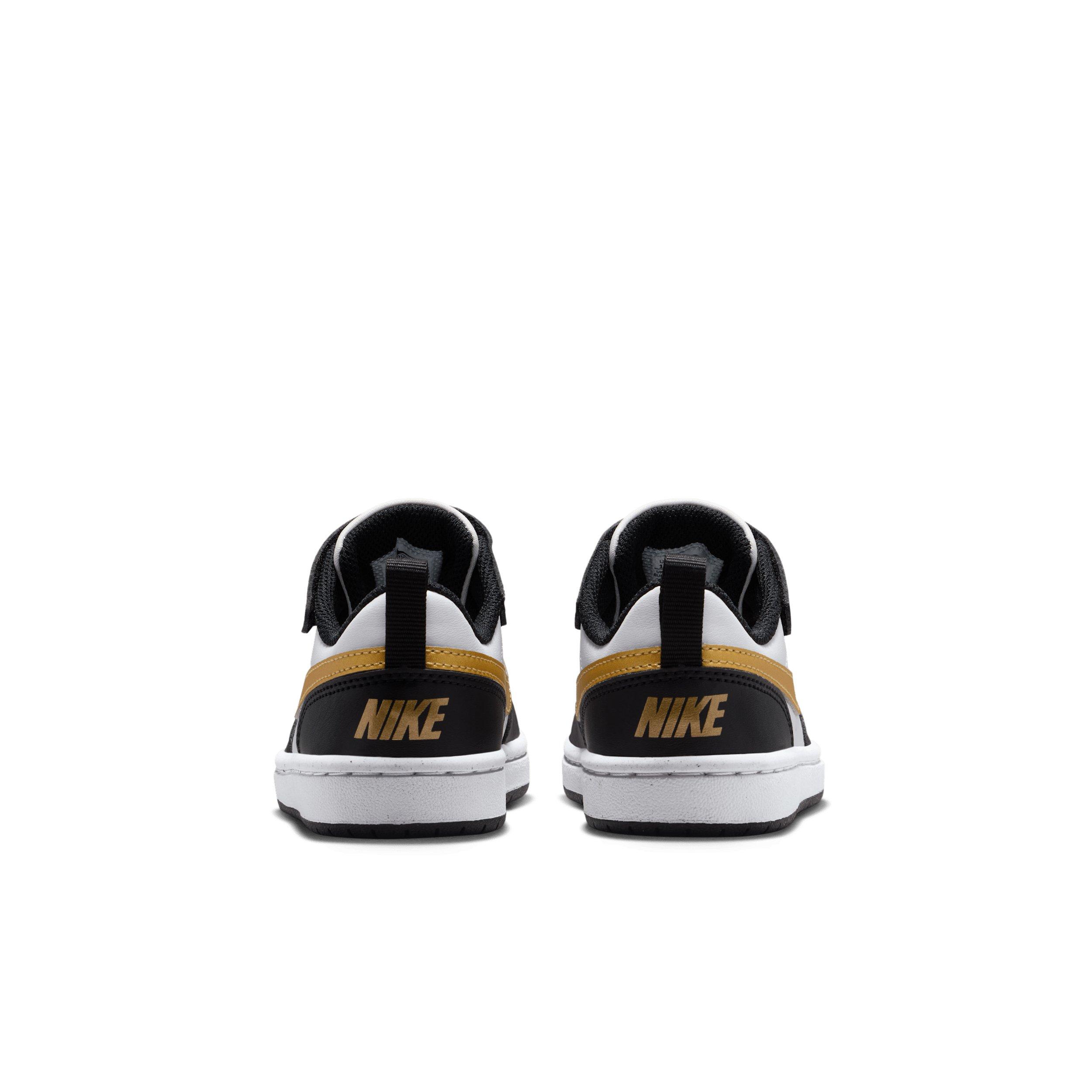 Nike Court Borough Low Recraft Preschool Girls' "Black/Black/White/Metallic Gold" Shoe