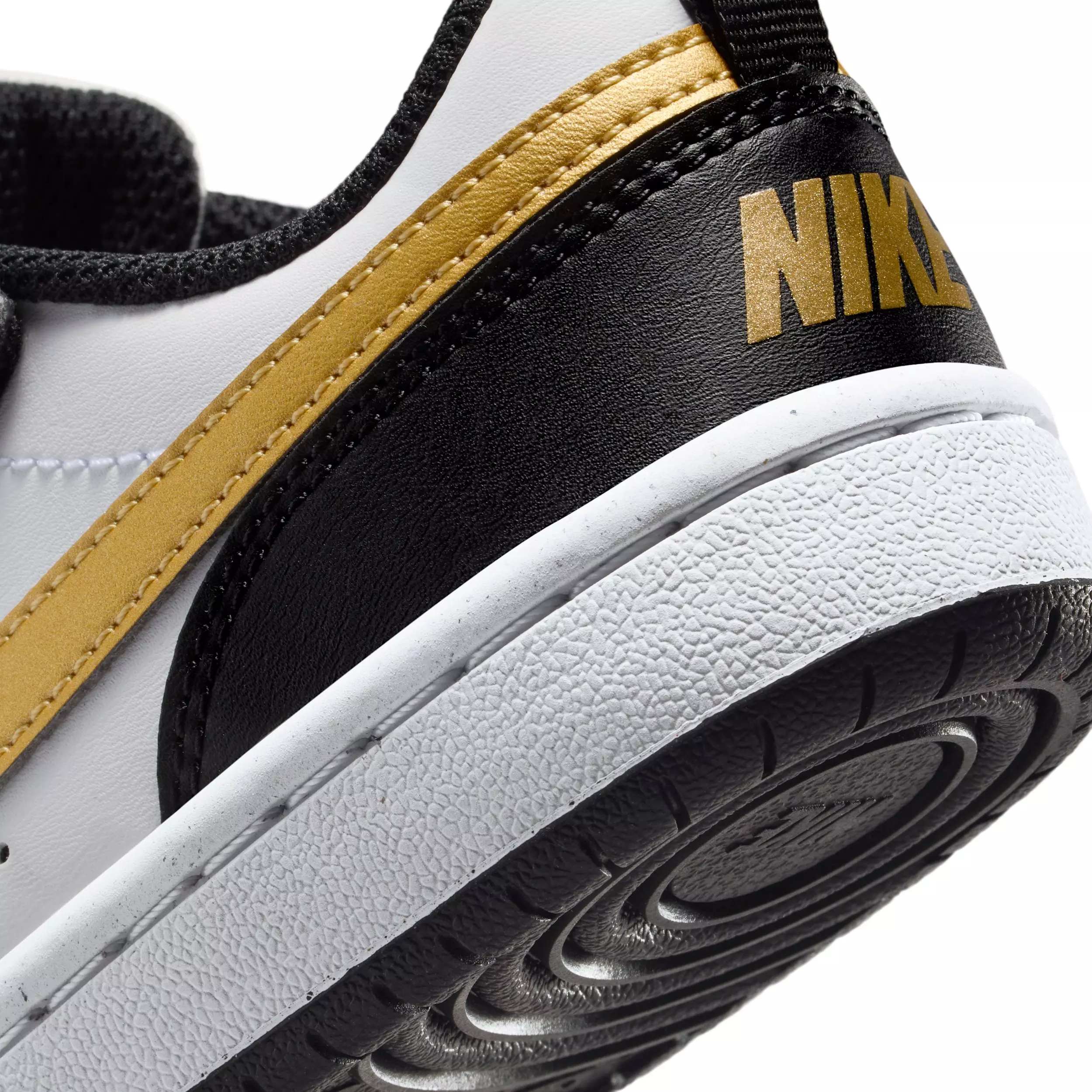 Nike Court Borough Low Recraft "Black/Black/White/Metallic Gold" Preschool Girls' Shoe - BLACK/BLACK/WHITE/GOLD