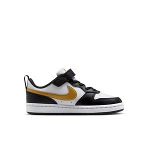 Nike Court Borough Low Recraft "Black/Black/White/Metallic Gold" Preschool Girls' Shoe