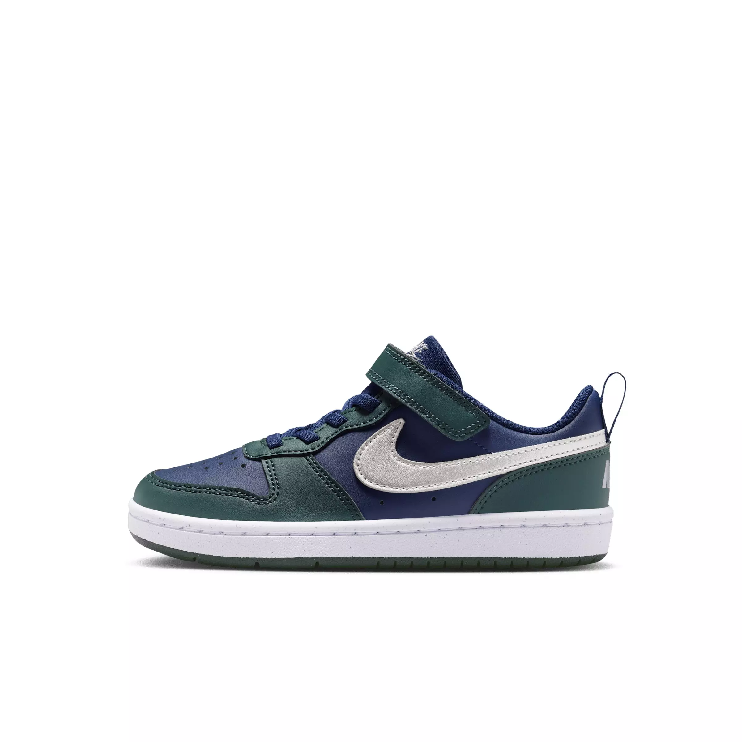 Nike Court Borough Low Recraft "Midnight Navy/Seaweed/White/Metallic Silver" Preschool Boys' Shoe - NAVY/SEAWEED/WHITE/SILVER