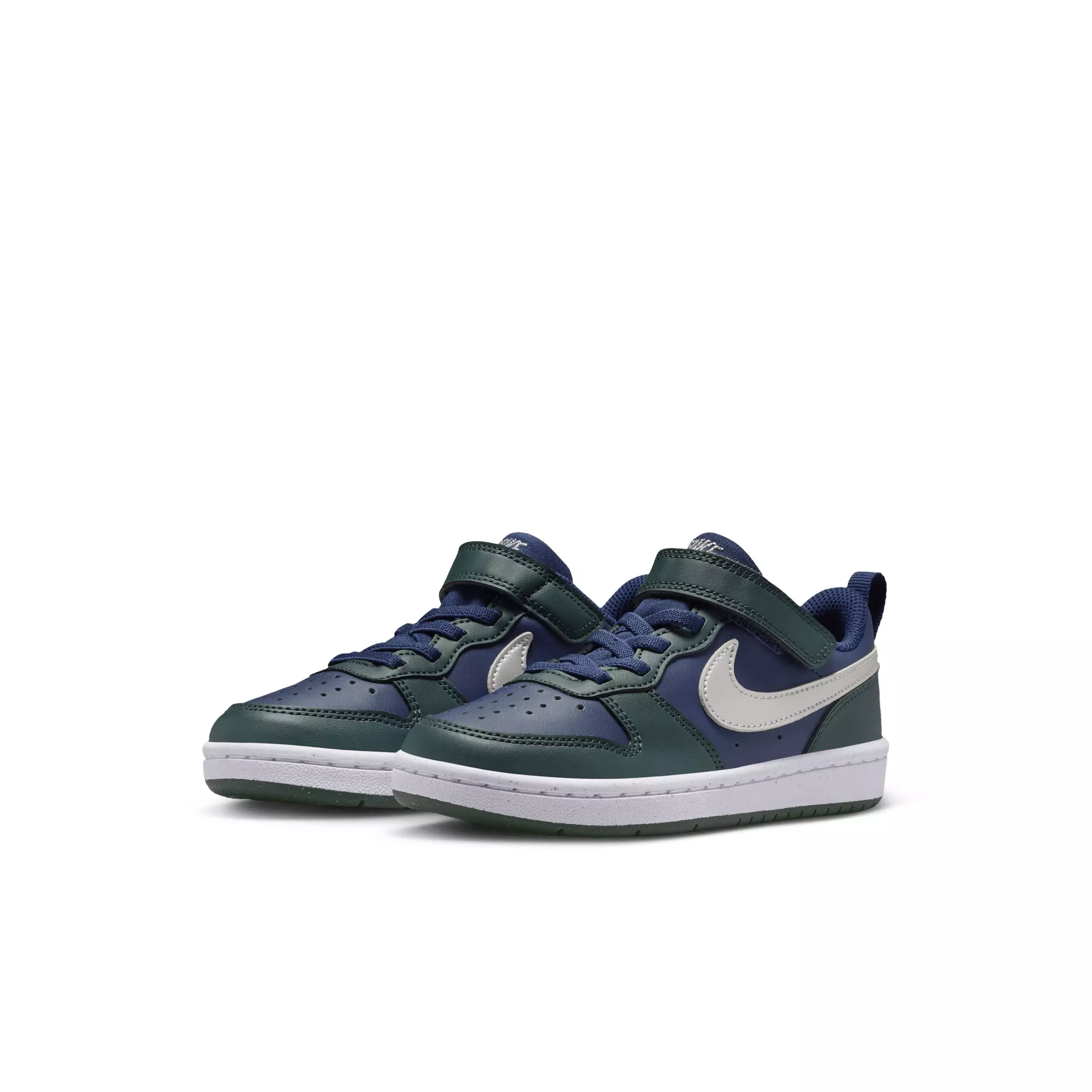 Nike Court Borough Low Recraft "Midnight Navy/Seaweed/White/Metallic Silver" Preschool Boys' Shoe - NAVY/SEAWEED/WHITE/SILVER