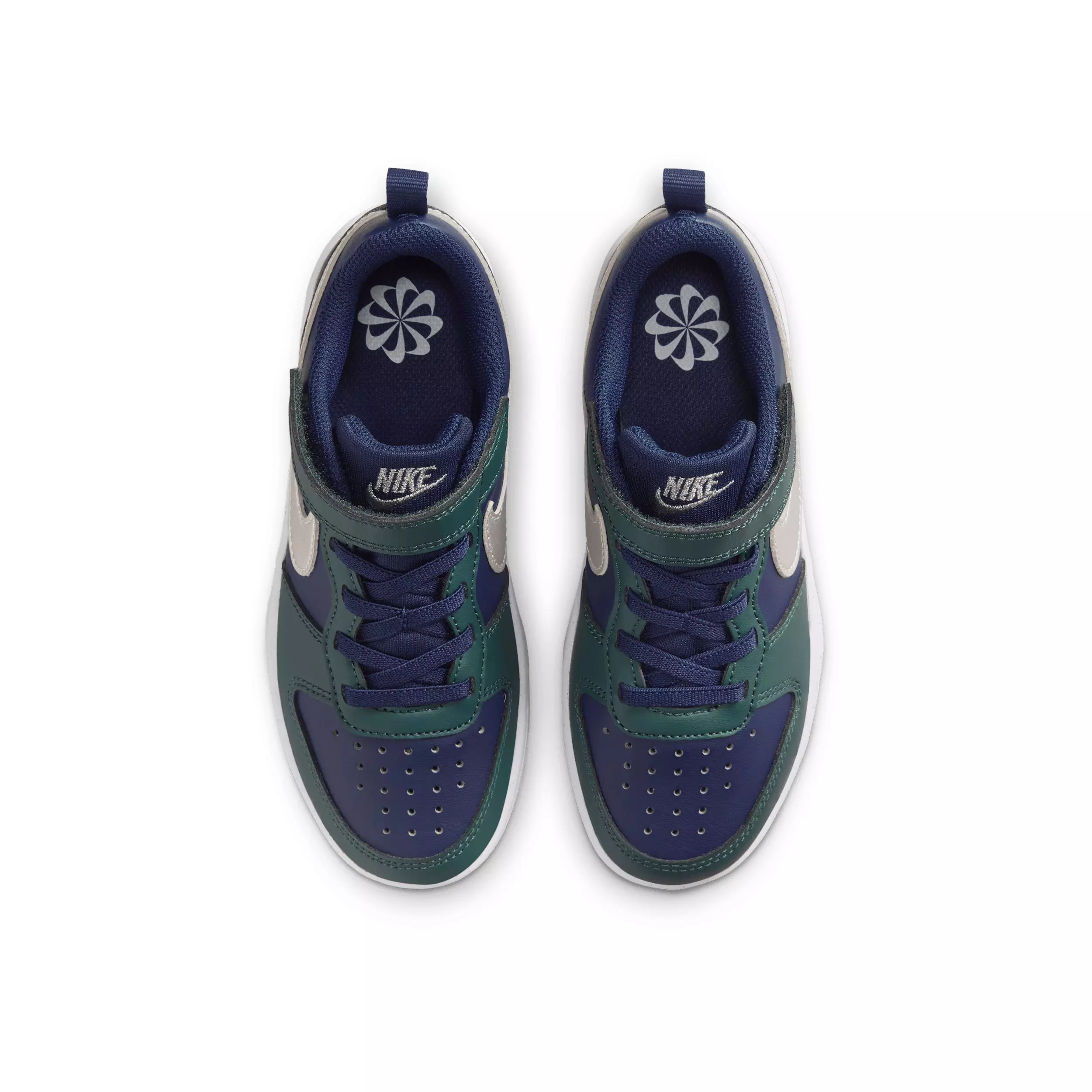 Nike Court Borough Low Recraft "Midnight Navy/Seaweed/White/Metallic Silver" Preschool Boys' Shoe - NAVY/SEAWEED/WHITE/SILVER