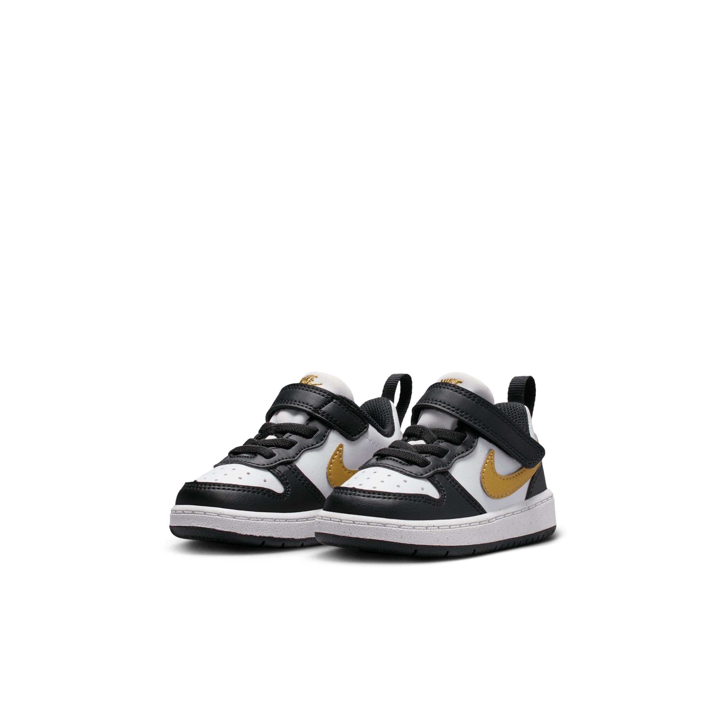 Nike Court Borough Low Recraft Infant Girls' "Black/Black/White/Metallic Gold" Shoe