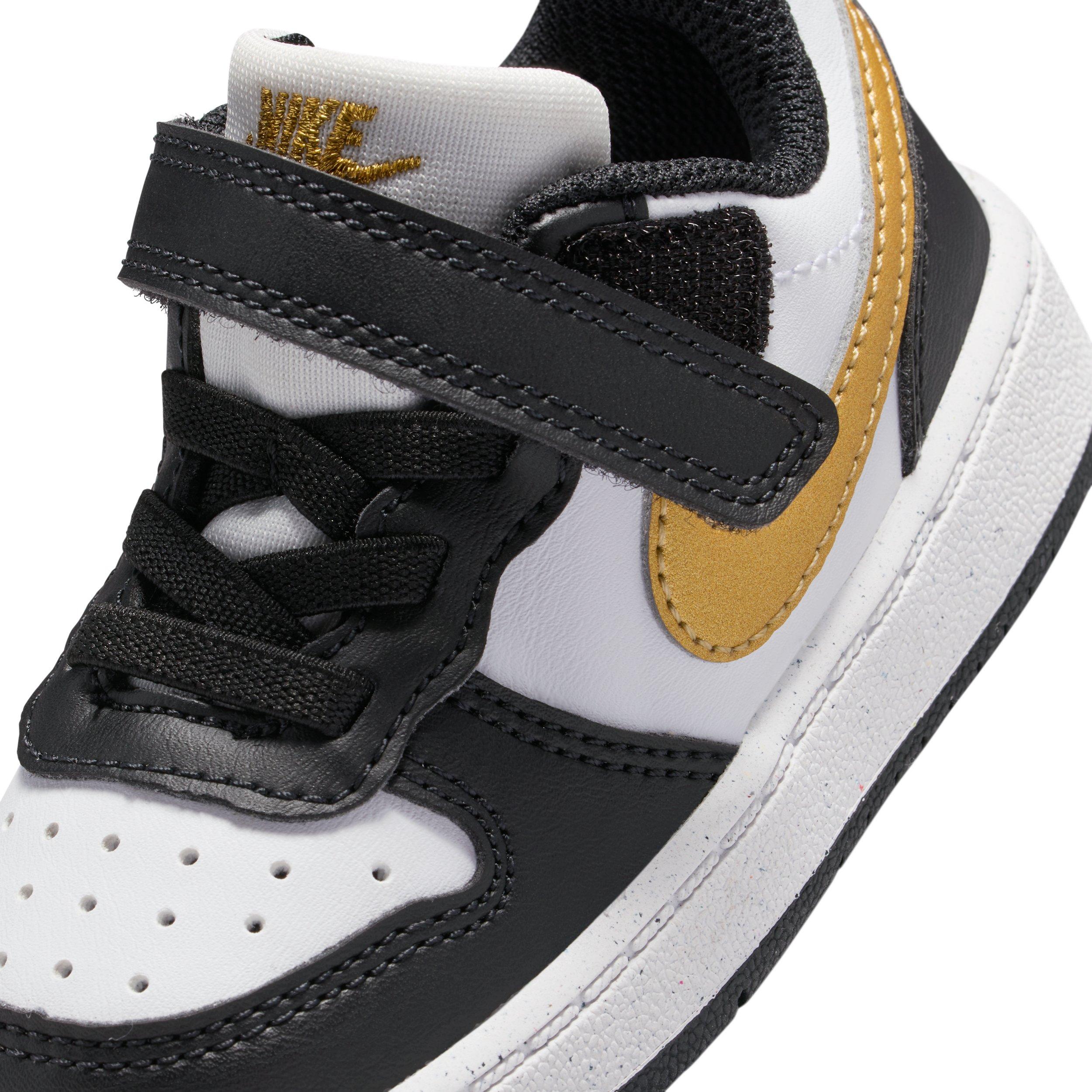 Nike Court Borough Low Recraft Infant Girls' "Black/Black/White/Metallic Gold" Shoe