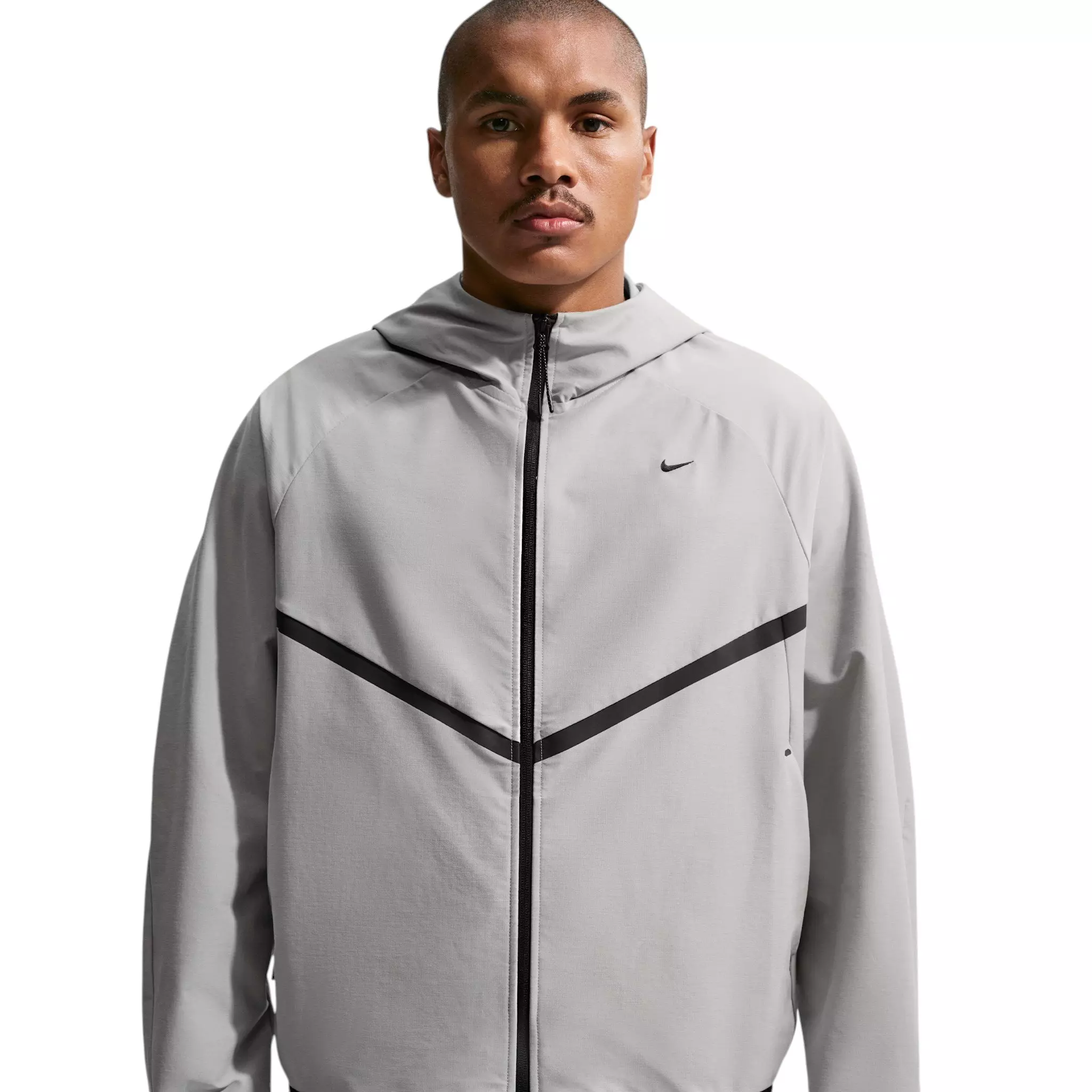 Nike Men's Tech Shori Knit Full-Zip Windrunner Jacket - College Grey/Black - GREY/BLACK