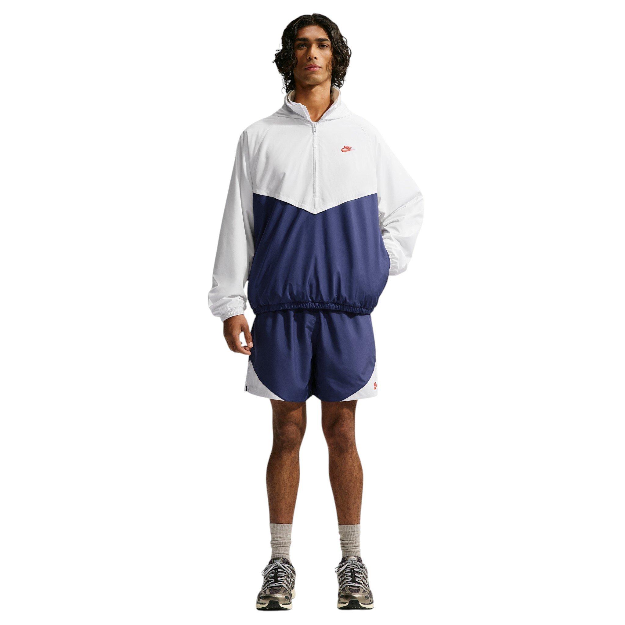 Nike Men's Windrunner Lightweight Half-Zip Jacket - Summit White/Blue Void/Light Crimson - WHITE/BLUE/CRIMSON