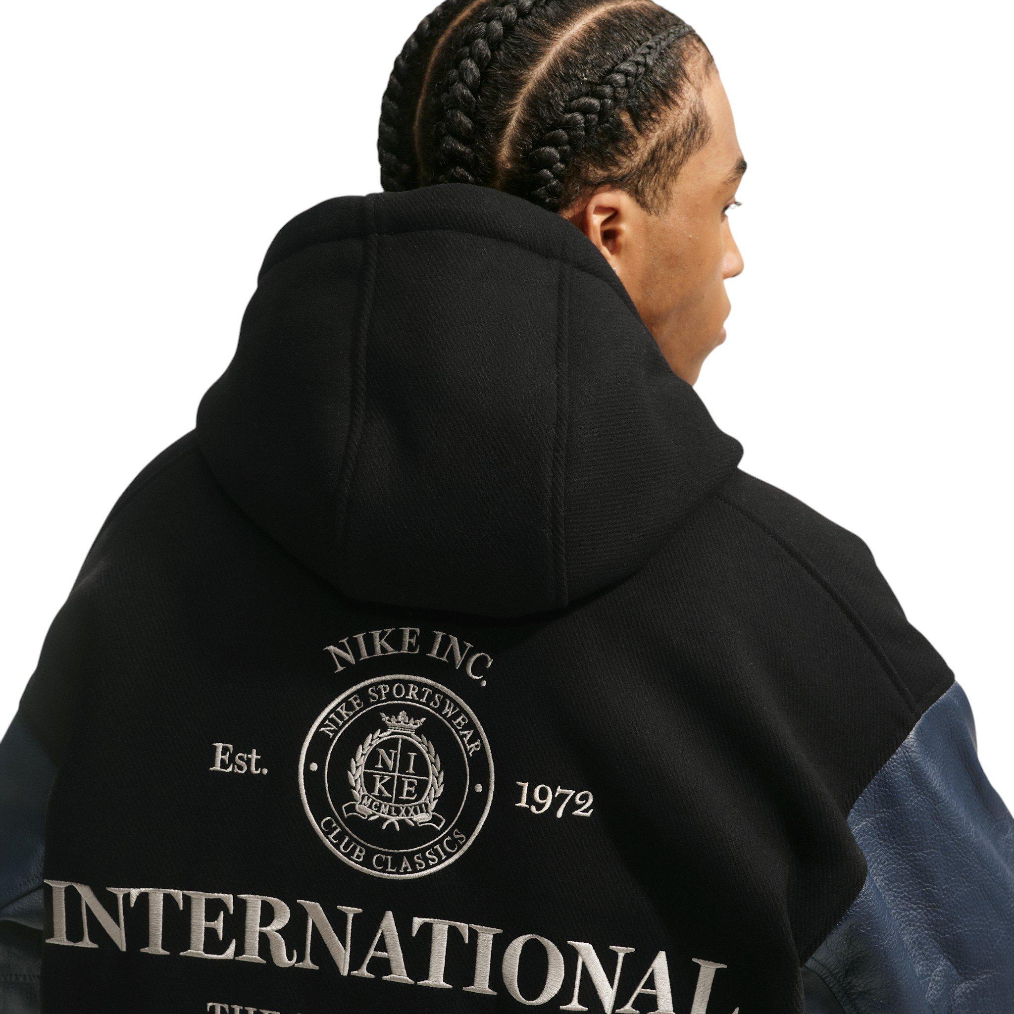 Nike Men's Club Wool Varsity Jacket - Black/Obsidian/Sanddrift - BLACK/OBSIDIAN/SANDDRIFT