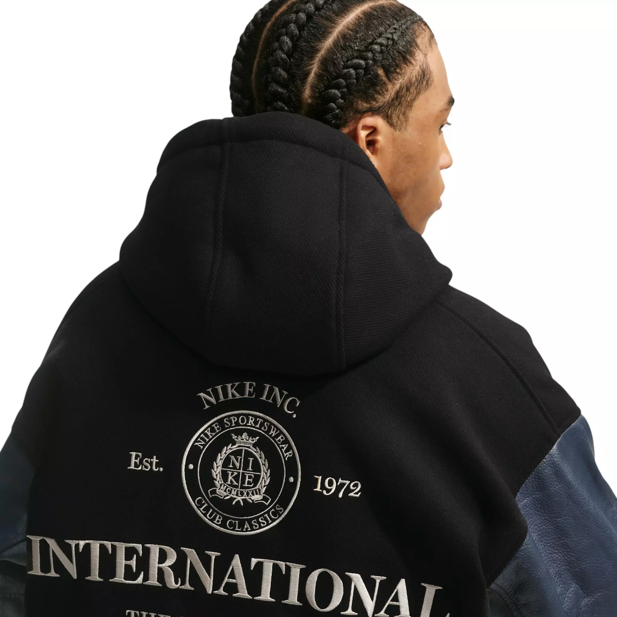 Nike Men's Club Wool Varsity Jacket - Black/Obsidian/Sanddrift - BLACK/OBSIDIAN/SANDDRIFT