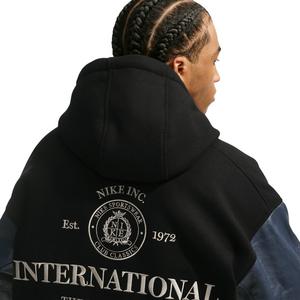 Nike Men's Club Wool Varsity Jacket - Black/Obsidian/Sanddrift - BLACK/OBSIDIAN/SANDDRIFT