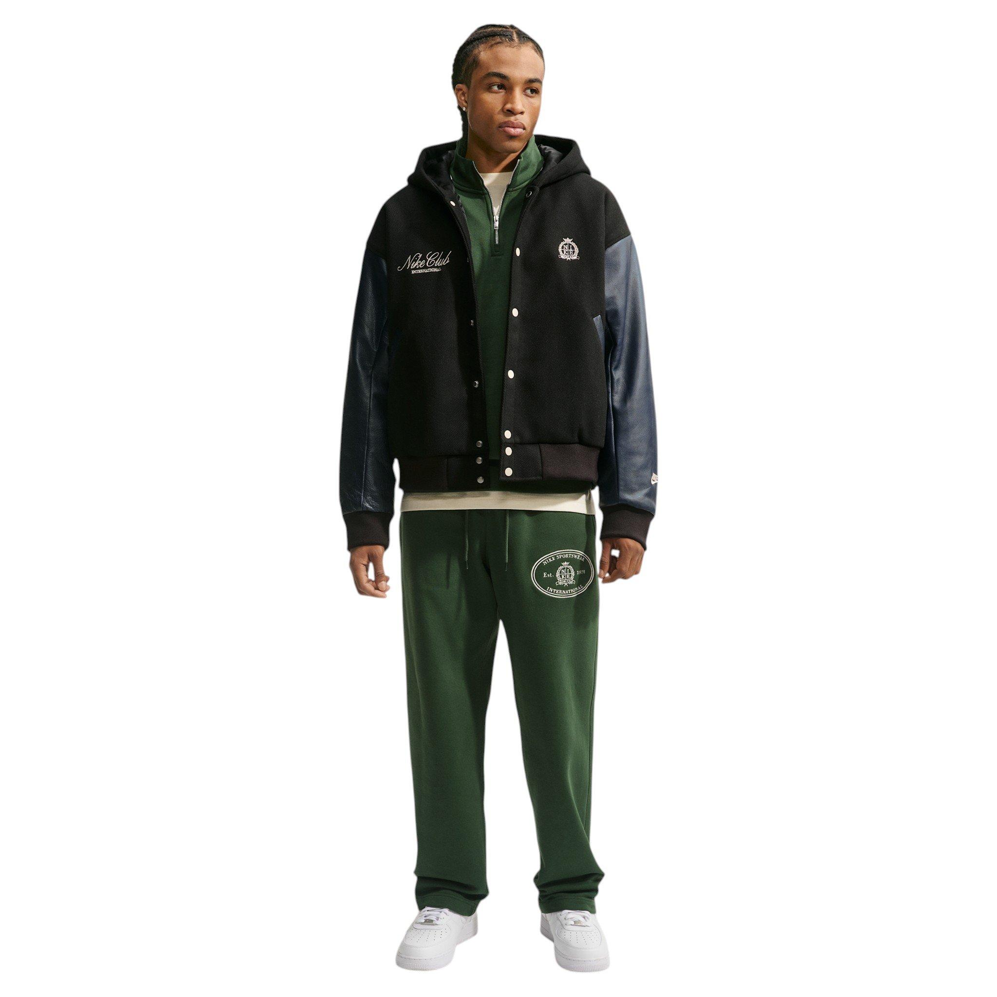 Nike Men's Club Wool Varsity Jacket - Black/Obsidian/Sanddrift - BLACK/OBSIDIAN/SANDDRIFT