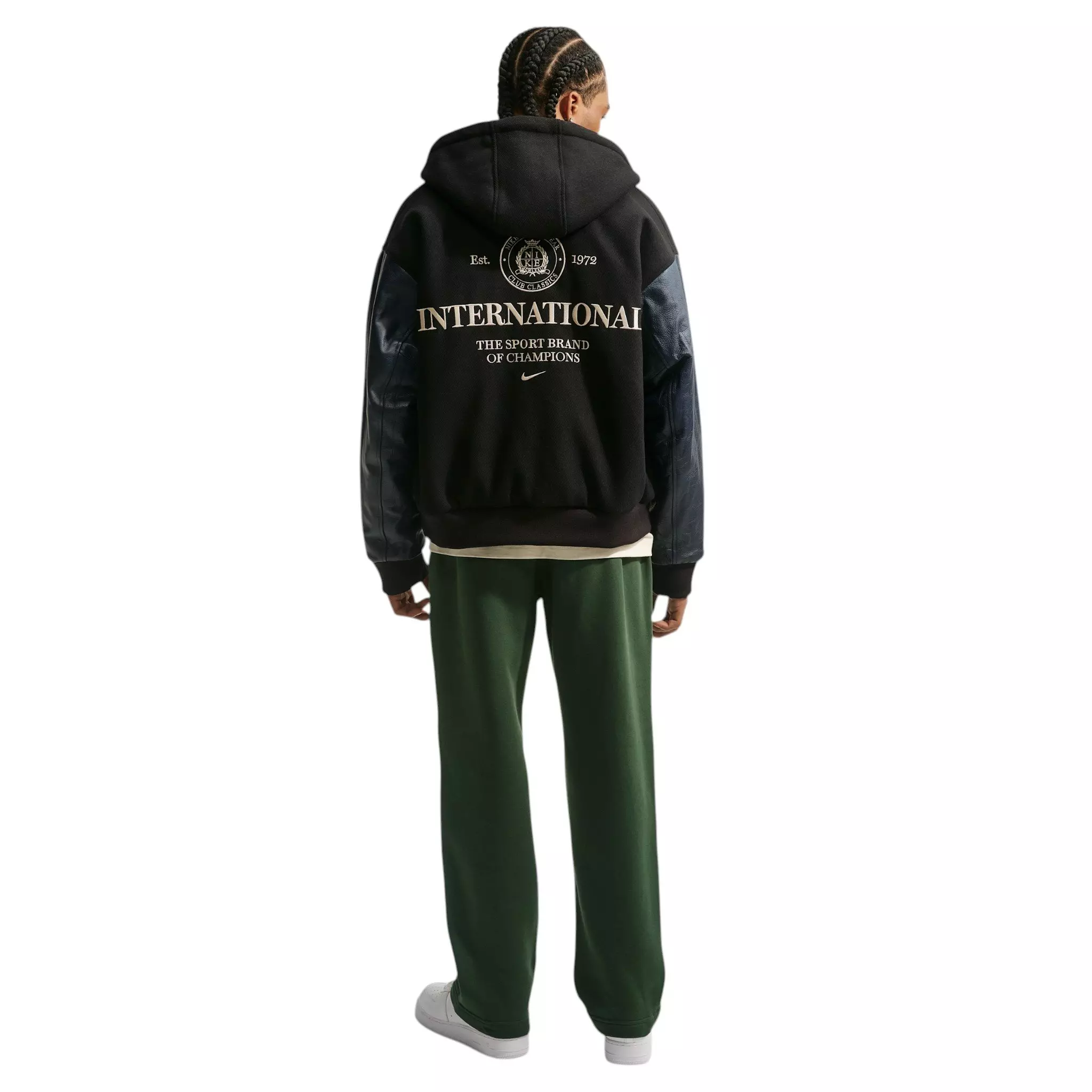 Nike Men's Club Wool Varsity Jacket - Black/Obsidian/Sanddrift - BLACK/OBSIDIAN/SANDDRIFT