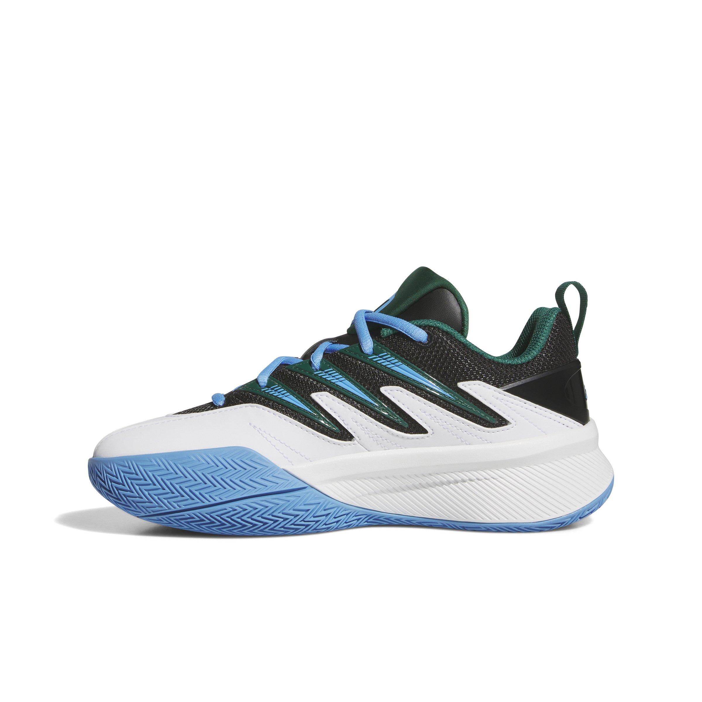 adidas Dame Certified 3 Grade School Boys' "Ftwr White/Collegiate Green/Blue Burst" Basketball Shoe