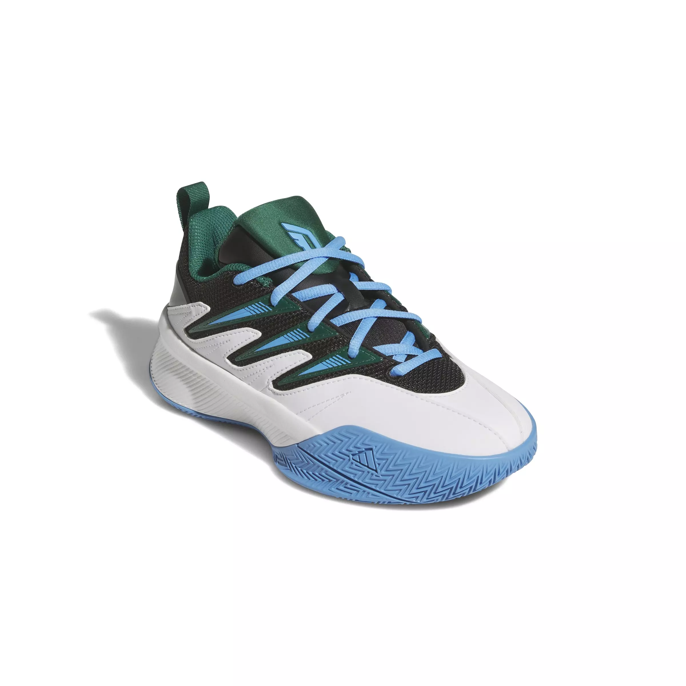 adidas Dame Certified 3 "Ftwr White/Collegiate Green/Blue Burst" Grade School Boys' Basketball Shoe - WHITE/GREEN/BLUE