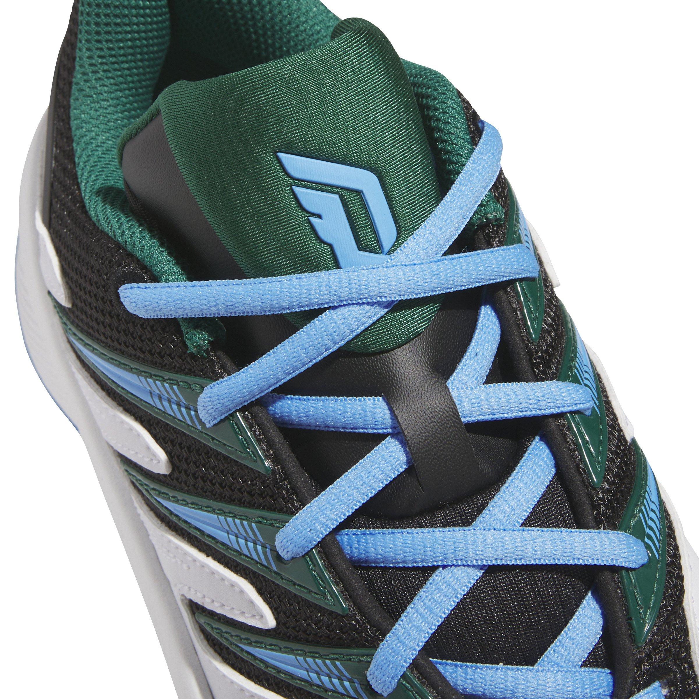 adidas Dame Certified 3 Grade School Boys' "Ftwr White/Collegiate Green/Blue Burst" Basketball Shoe