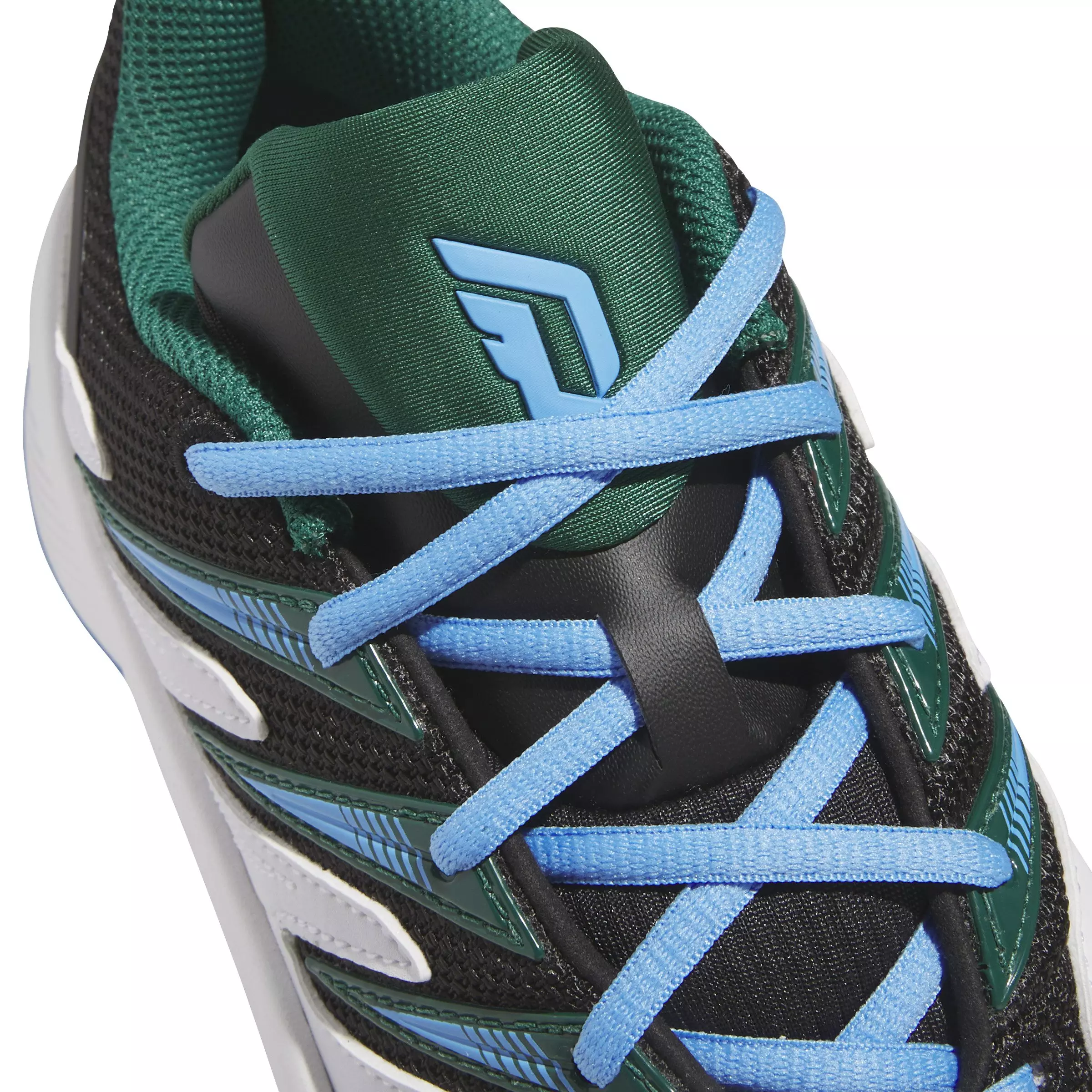 adidas Dame Certified 3 "Ftwr White/Collegiate Green/Blue Burst" Grade School Boys' Basketball Shoe - WHITE/GREEN/BLUE