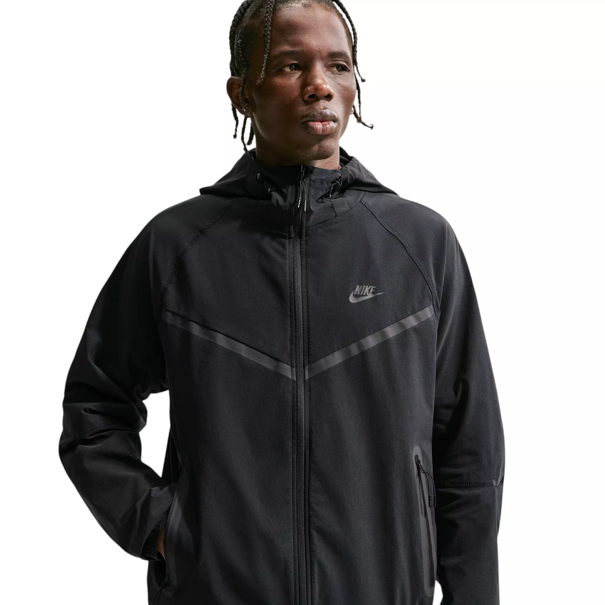 Nike Men's Tech Dri-FIT Woven Full-Zip Windrunner Jacket - BLACK