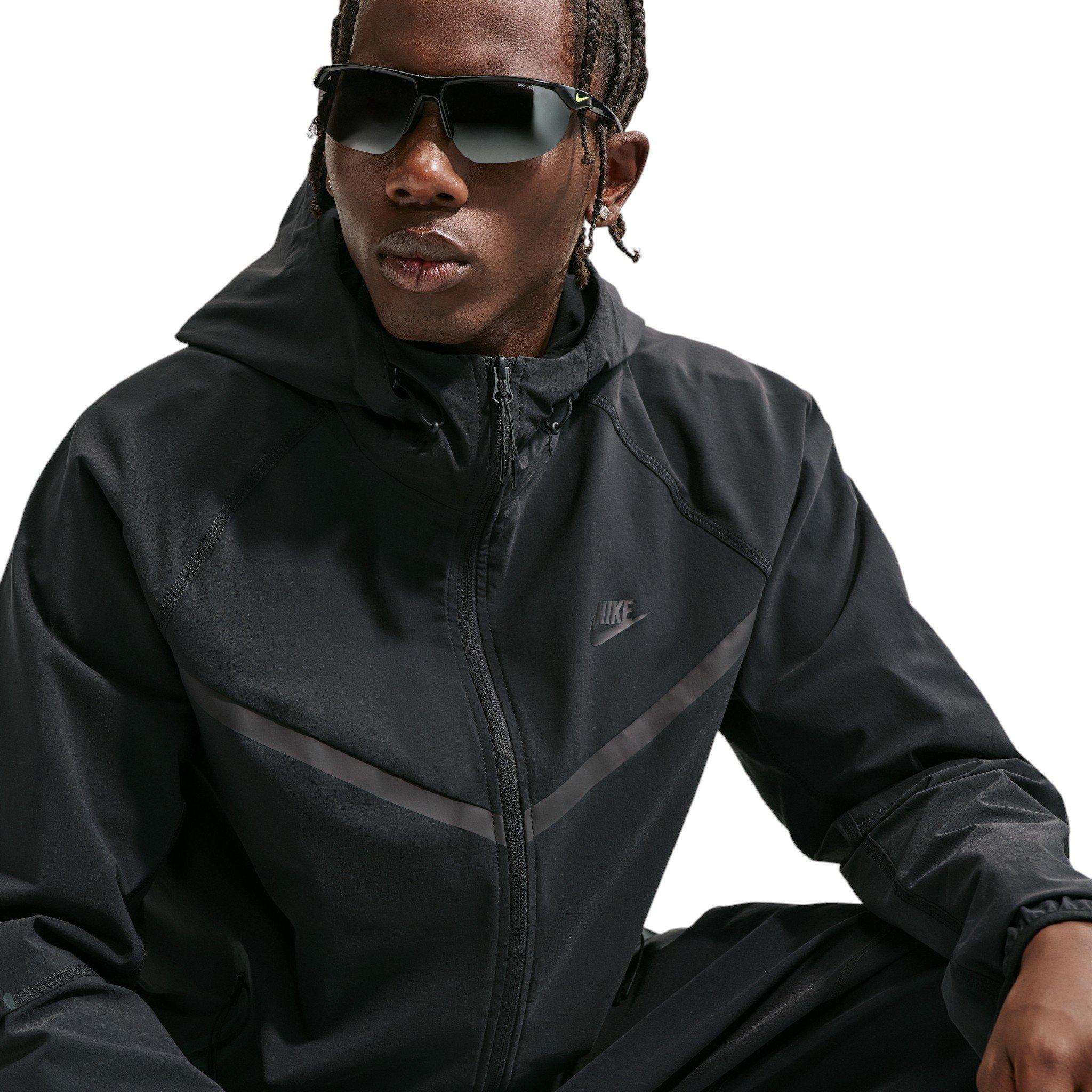Nike Men's Tech Dri-FIT Woven Full-Zip Windrunner Jacket - BLACK Thumbnail View 3