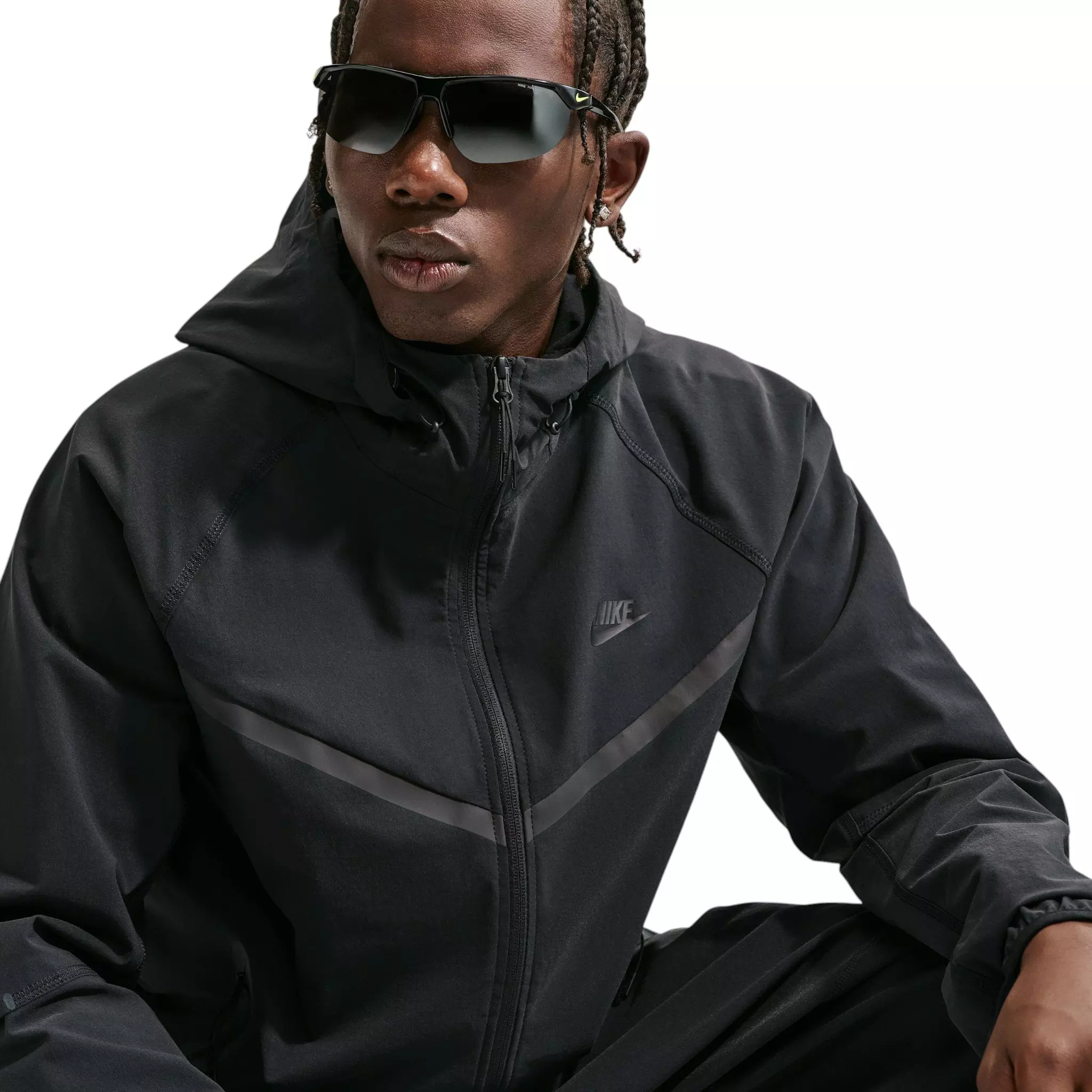 Nike Men's Tech Dri-FIT Woven Full-Zip Windrunner Jacket - BLACK