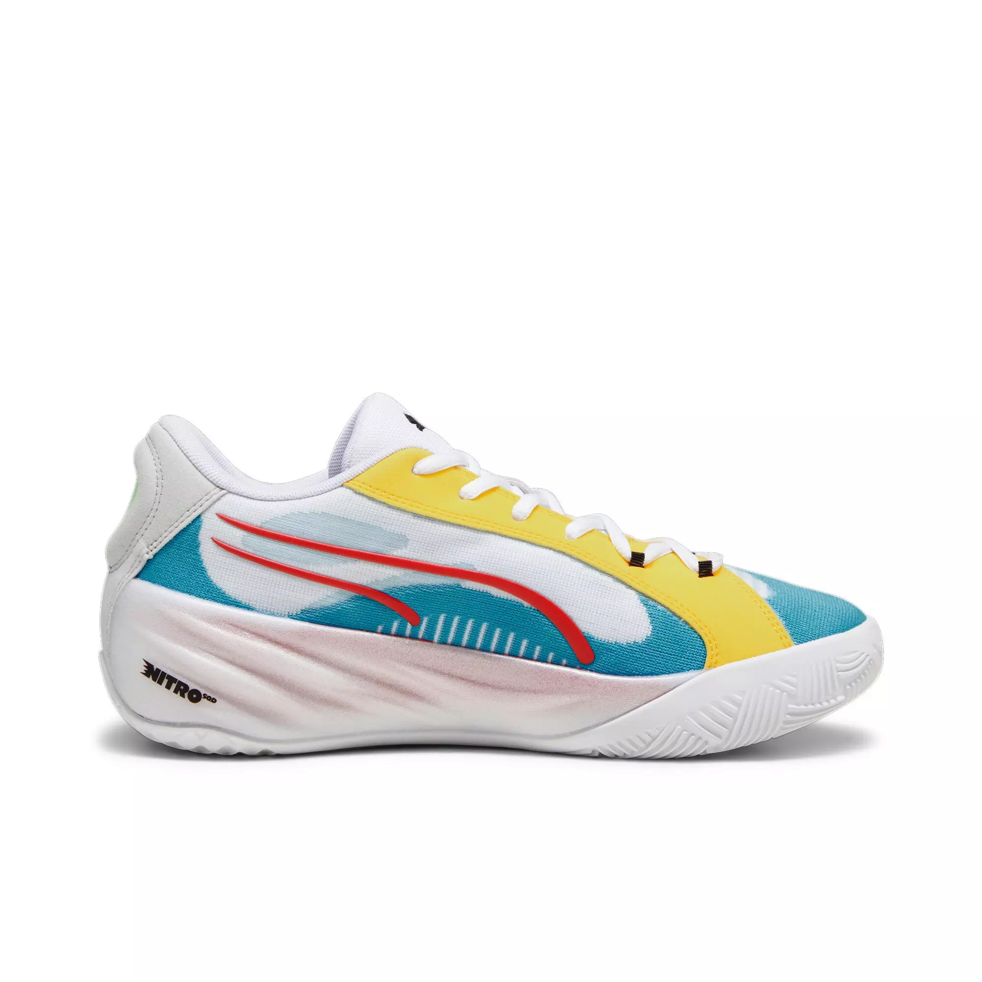 PUMA All-Pro Nitro "PUMA White/Pelé Yellow/Bright Aqua" Men's Basketball Shoe - WHITE/YELLOW/AQUA