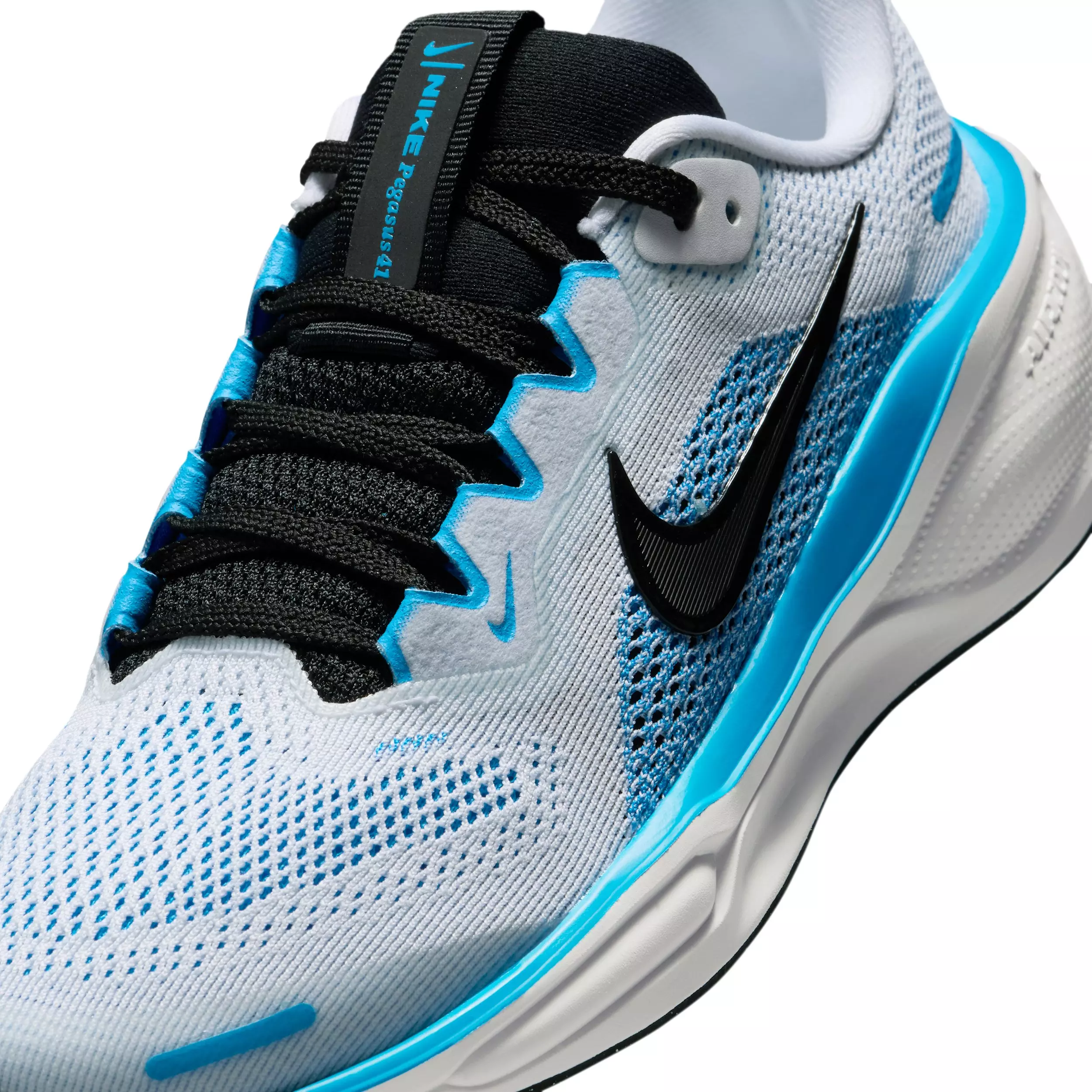 Nike Pegasus 41 "White/Blue Hero/Black/Black" Grade School Boys' Running Shoe - WHITE/BLUE/BLACK/BLACK