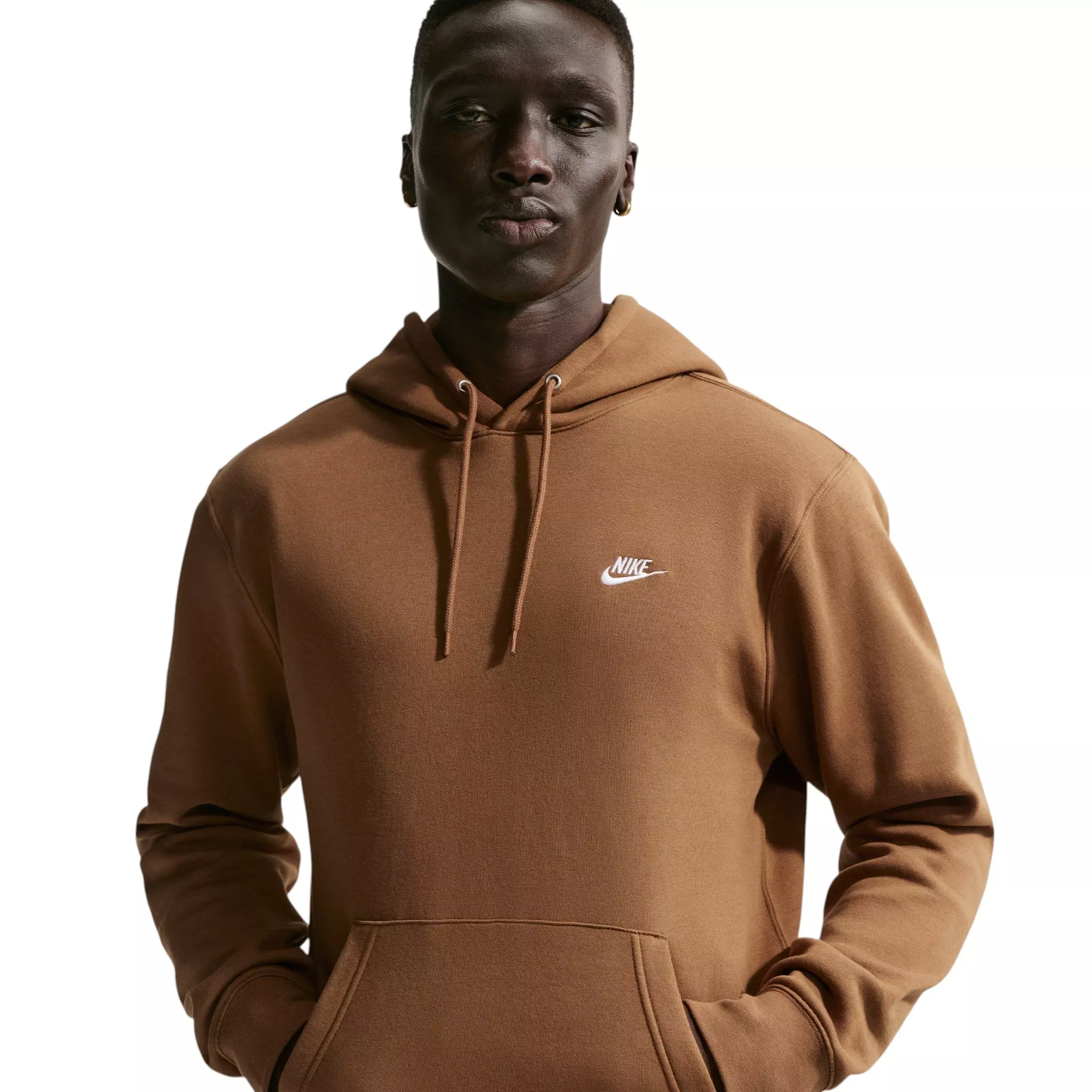 Nike Men's Club Pullover Fleece Hoodie - BROWN