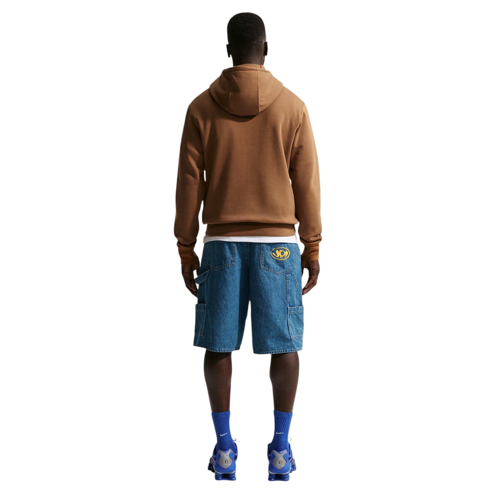 Nike Men's Club Pullover Fleece Hoodie - BROWN Thumbnail View 5