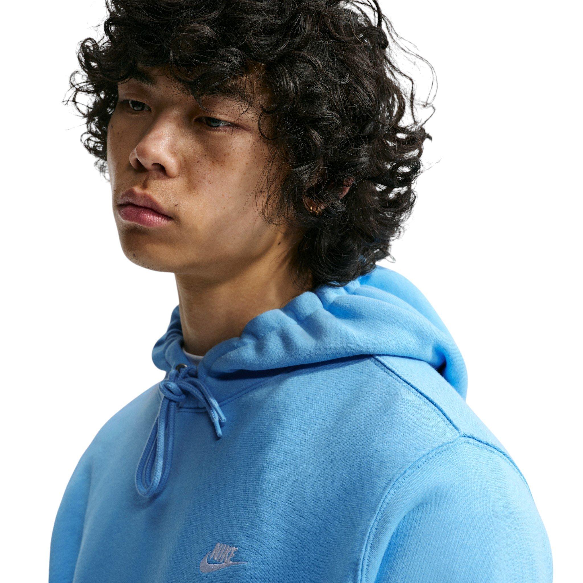 Nike Men's Club Pullover Fleece Hoodie - BLUE Thumbnail View 3