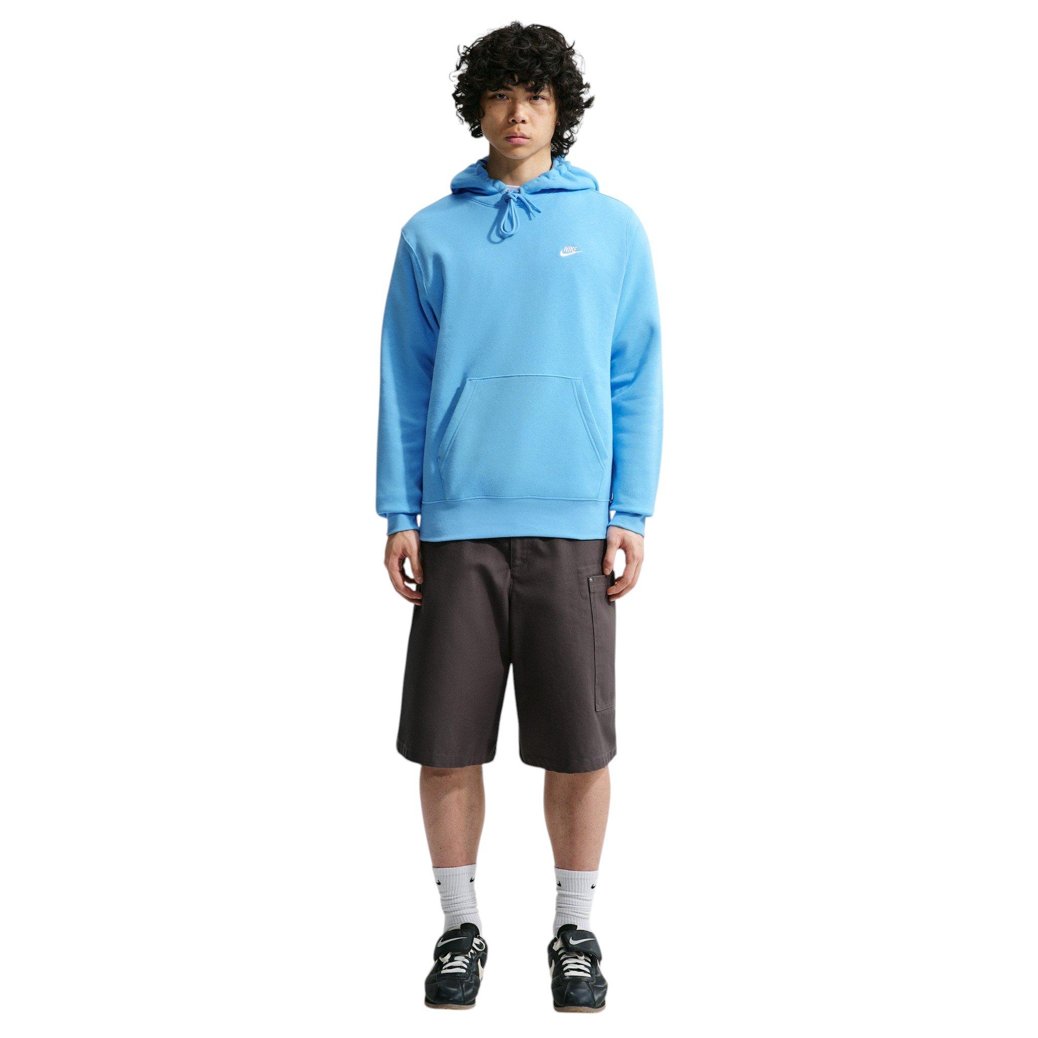 Nike Men's Club Pullover Fleece Hoodie - BLUE Thumbnail View 4