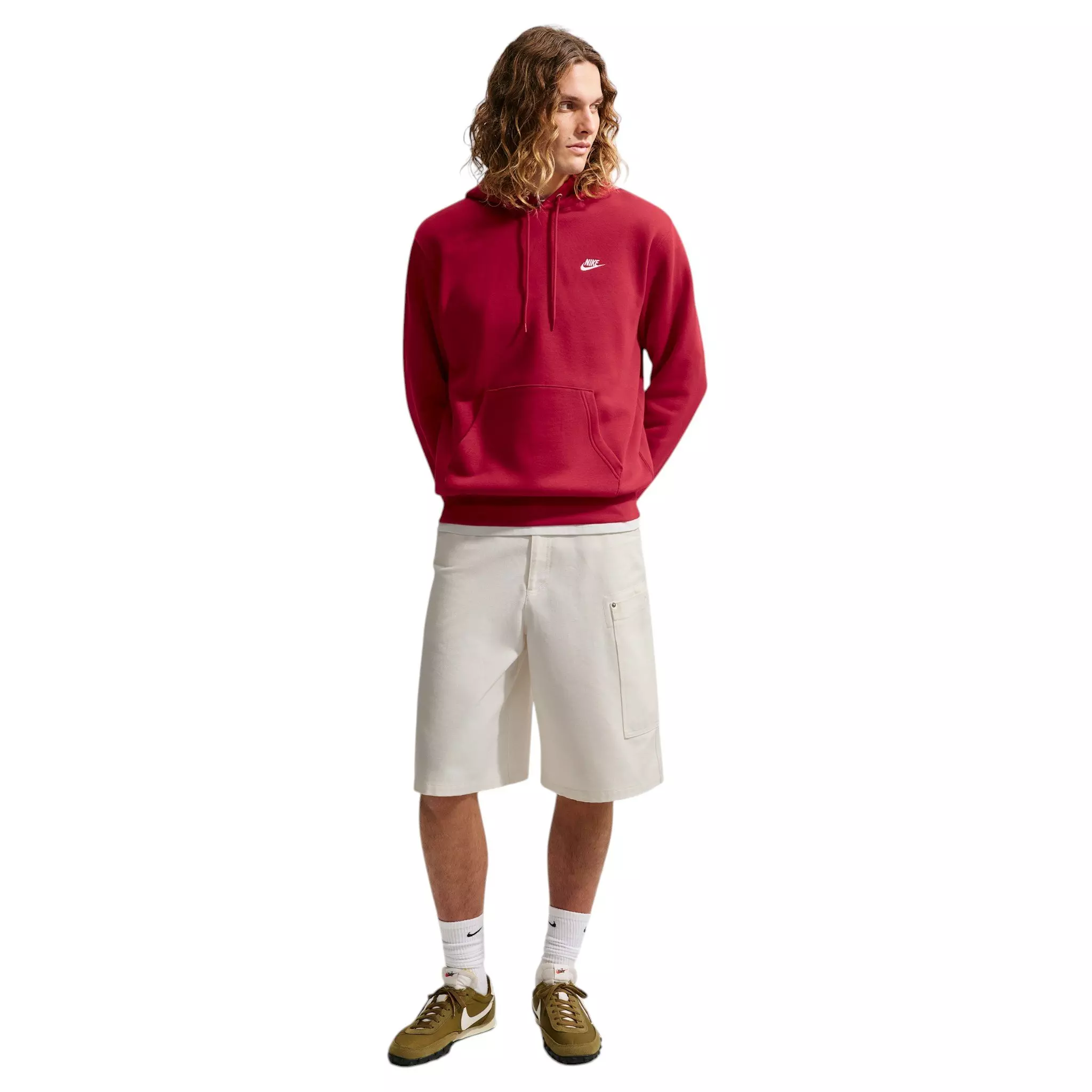Nike Men's Club Pullover Fleece Hoodie - RED