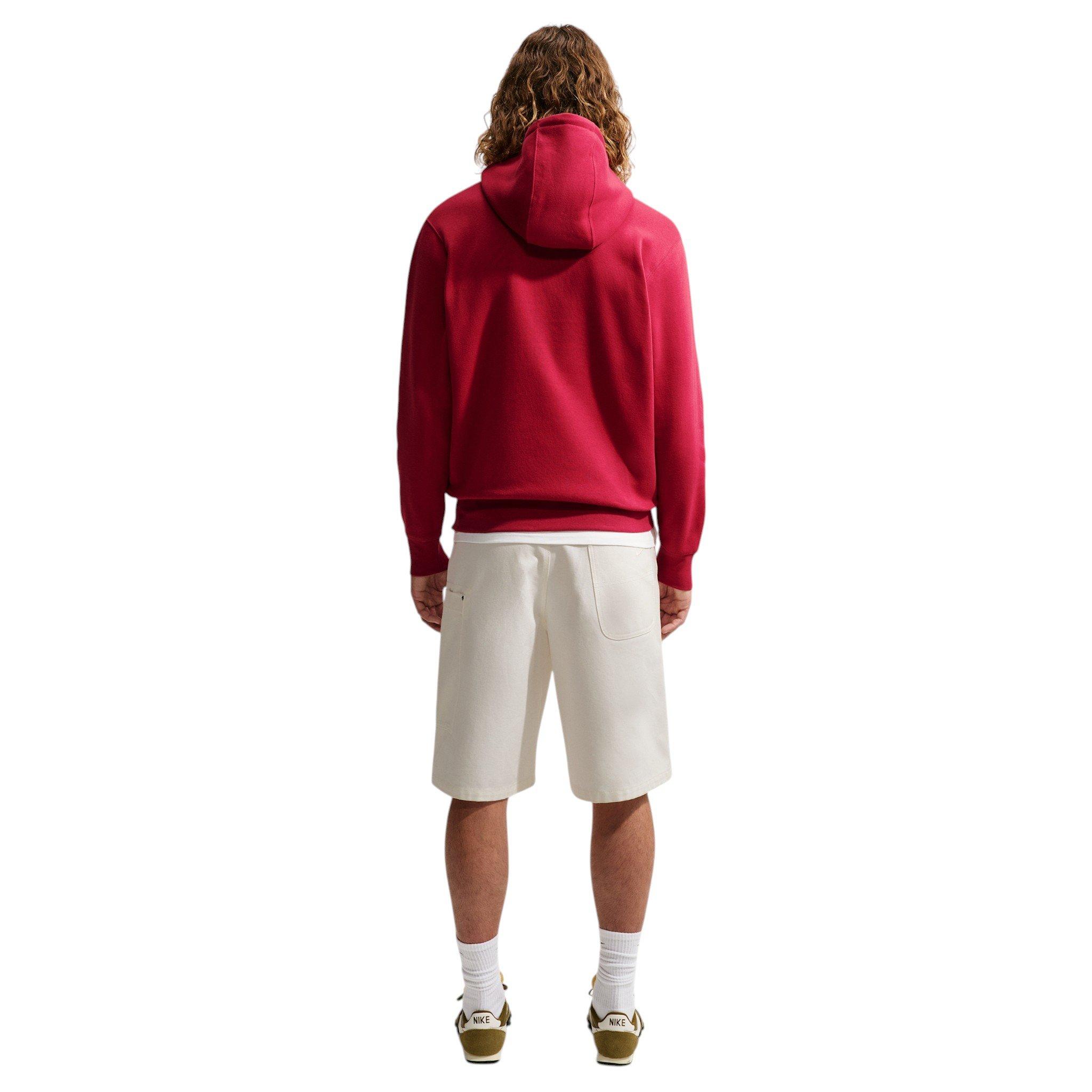 Nike Men's Club Pullover Fleece Hoodie - RED Thumbnail View 5