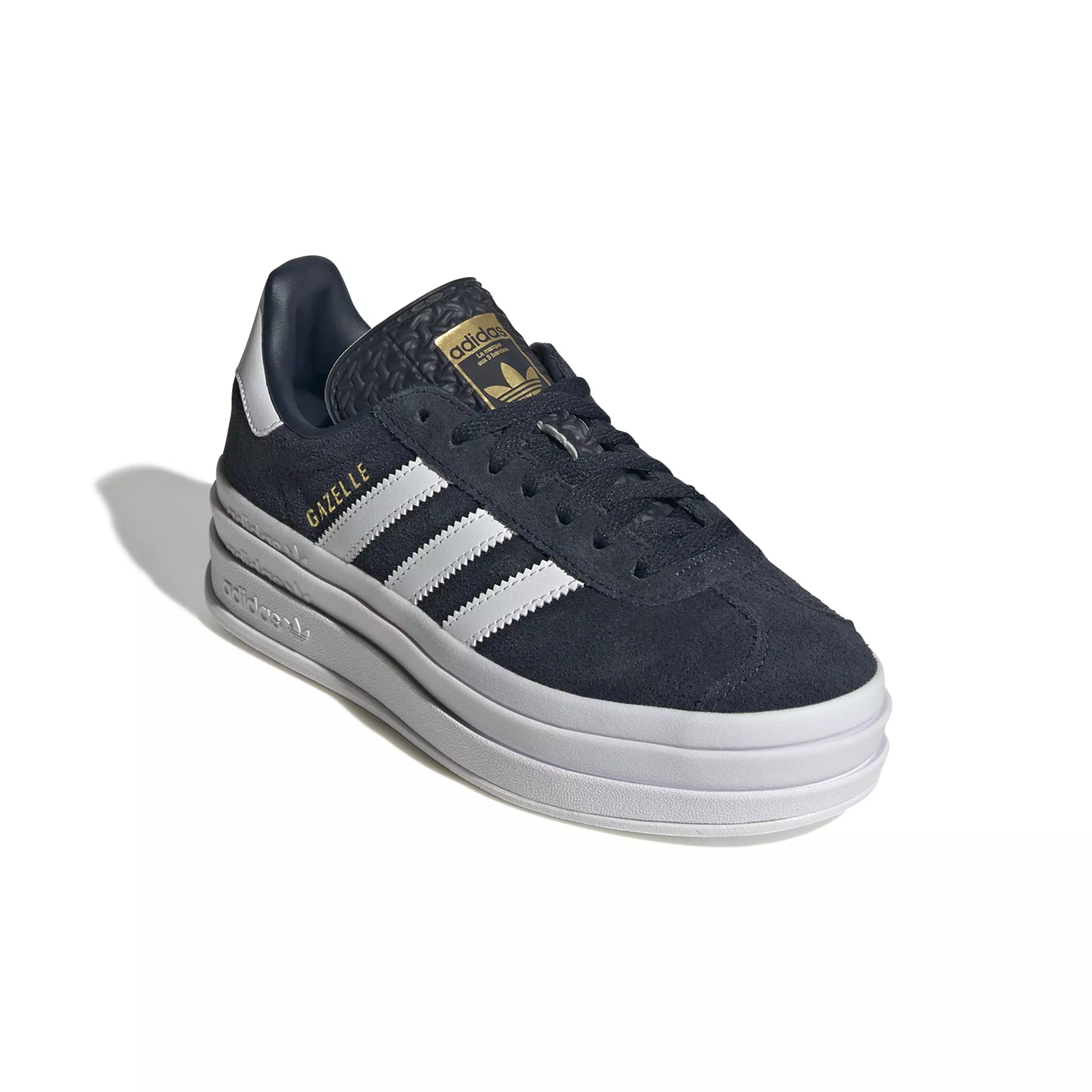 adidas Originals Gazelle Bold "Aurora Ink/Ftwr White/Gold Metallic" Grade School Girls' Shoe - INK/WHITE/GOLD