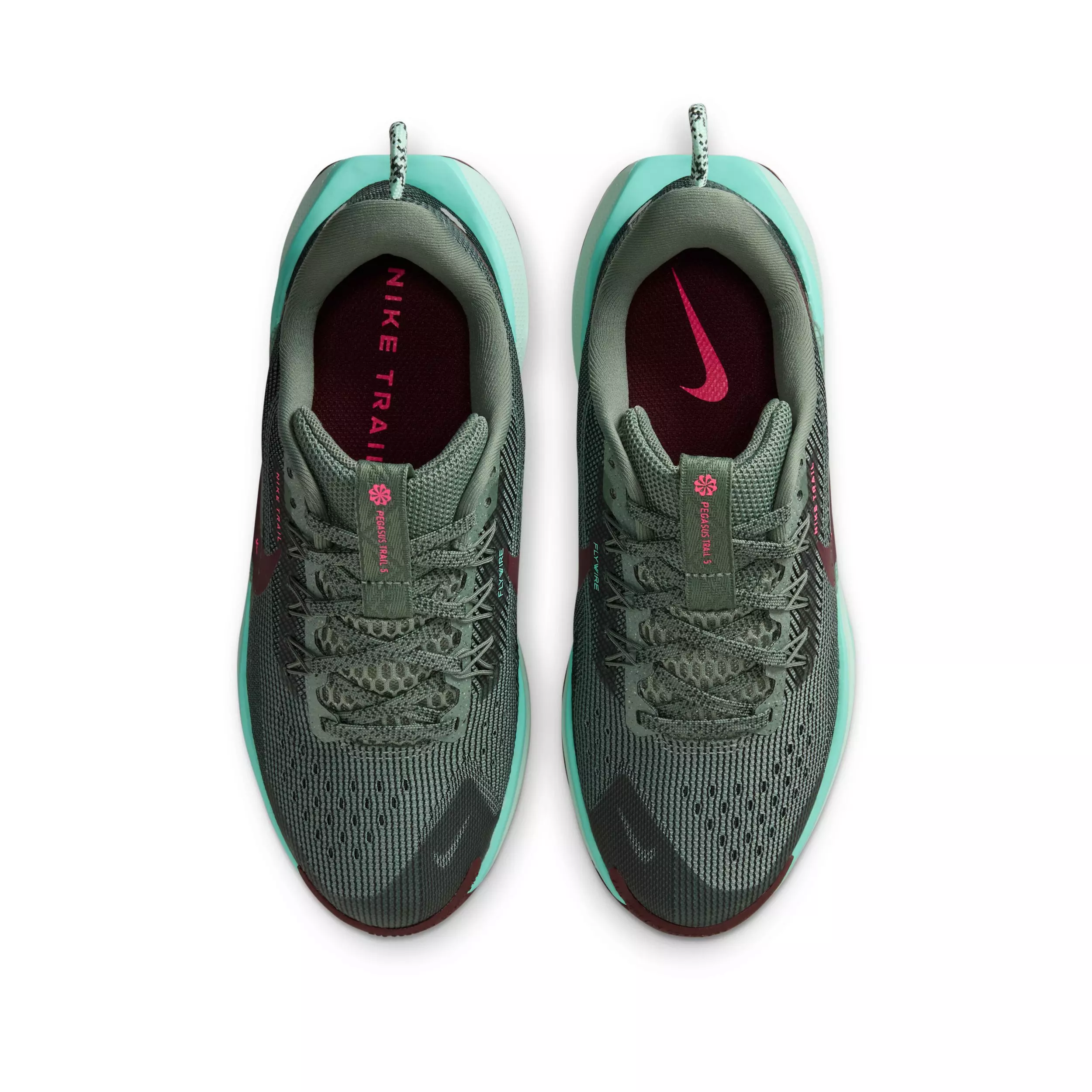 Nike Pegasus Trail 5 "Clay Green/Turquoise/Seaweed/Mint Foam" Grade School Boys' Trail Running Shoe - GREEN/TURQUOISE/SEAWEED/MINT