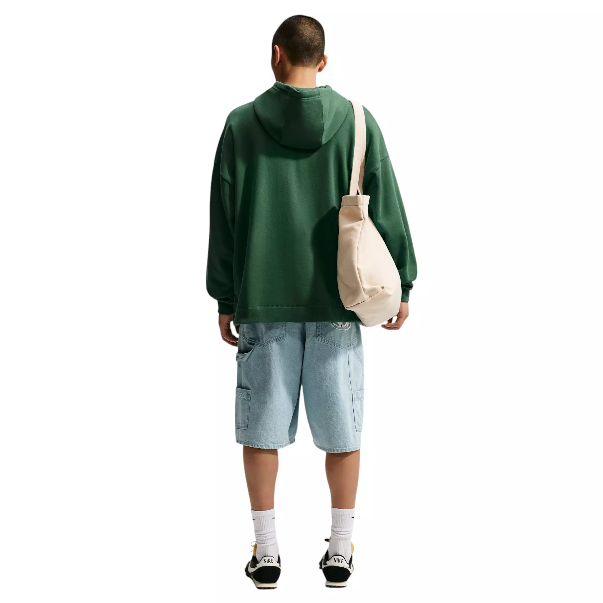 Nike Men's Sportswear Club Oversized French Terry Pullover Hoodie - Fir/Fir/White - FIR/FIR/WHITE