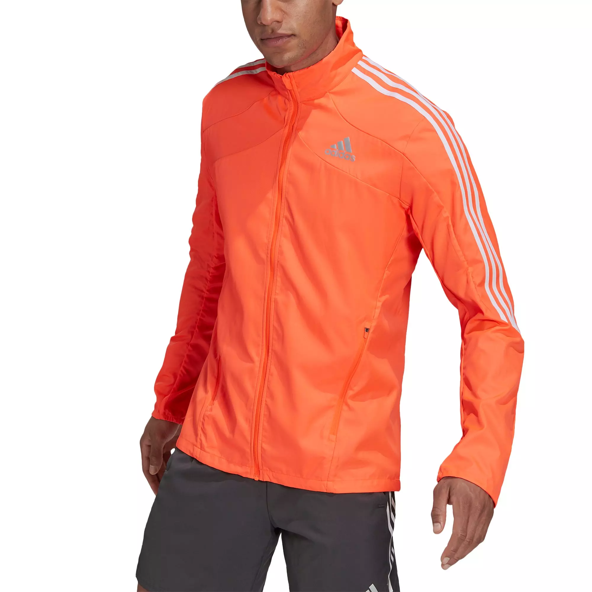 adidas Men's Marathon 3-Stripes Red/White Jacket - RED/WHITE