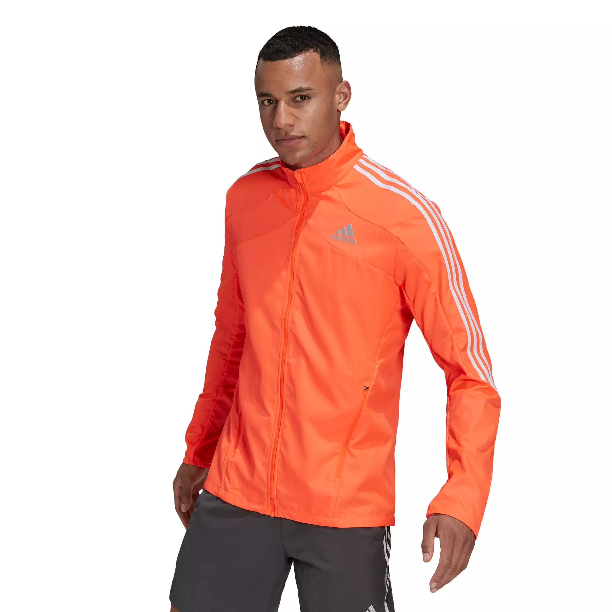 adidas Men's Marathon 3-Stripes Red/White Jacket - RED/WHITE