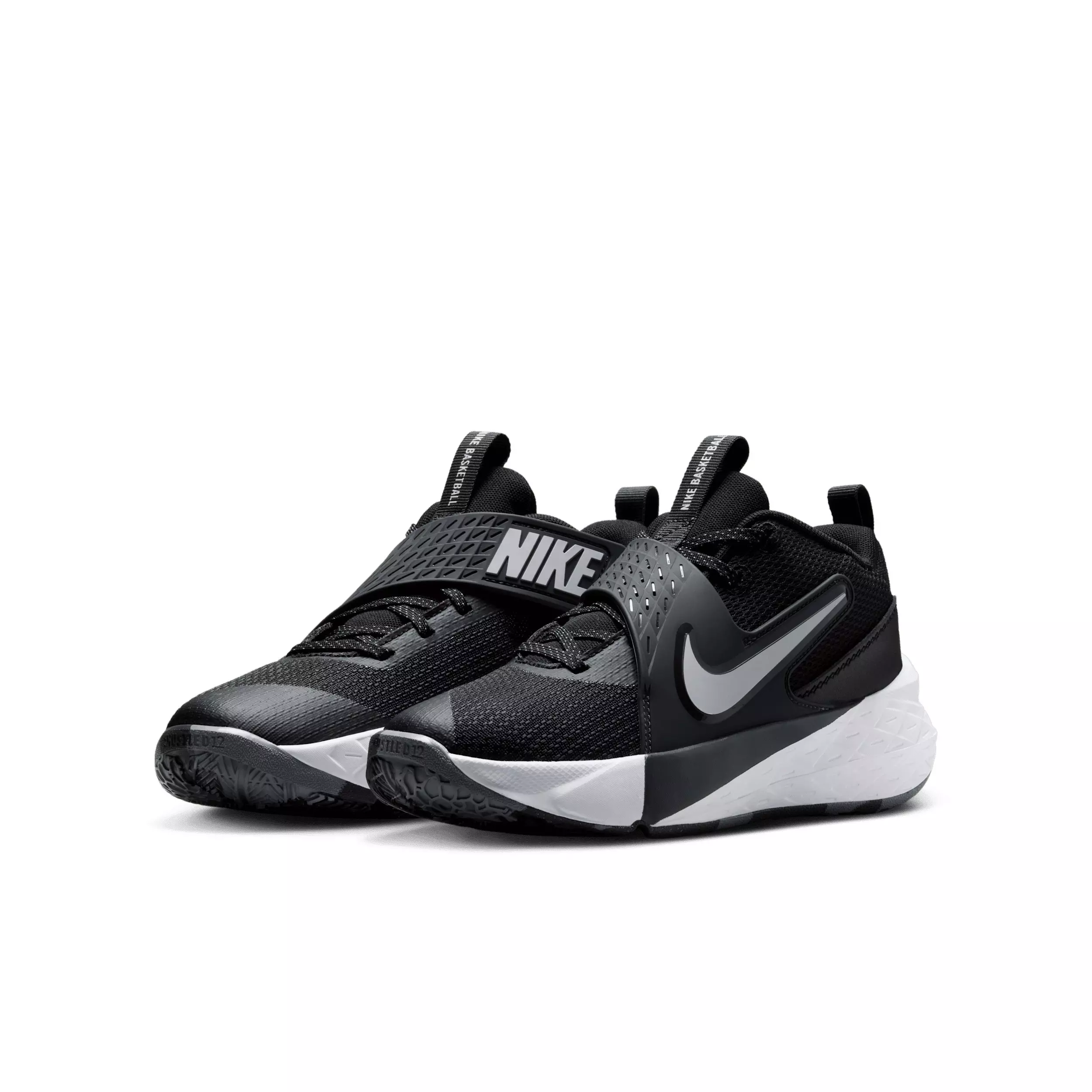 Nike Team Hustle D 12 "Black/Anthracite/White" Grade School Boys' Basketball Shoe - BLACK/ANTHRACITE/WHITE