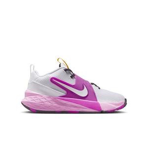 Nike Team Hustle D 12 "White/University Gold/Vivid Purple/White" Grade School Boys' Basketball Shoe