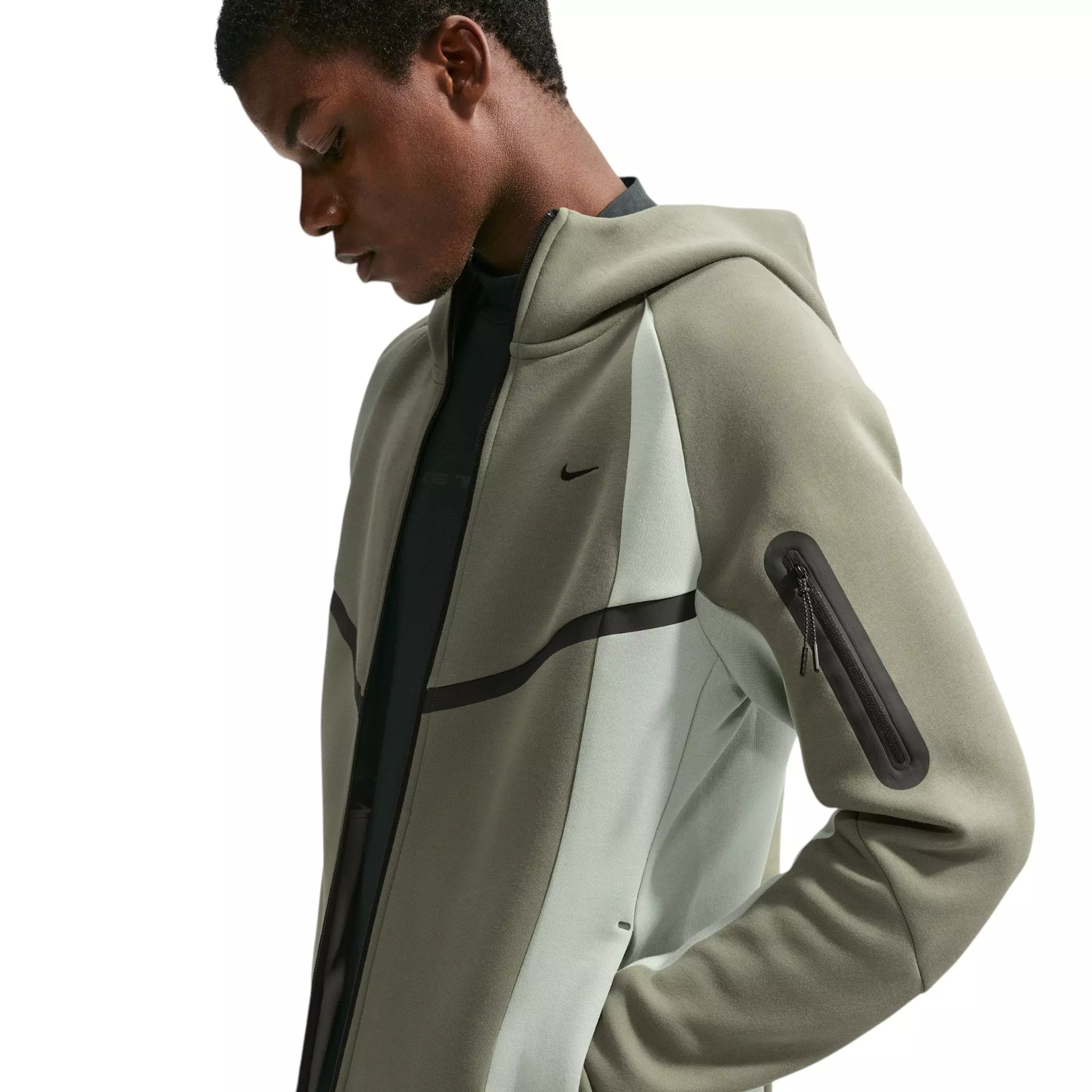 Nike Men's Tech Color-Block Full-Zip Fleece Windrunner Jacket - GREY
